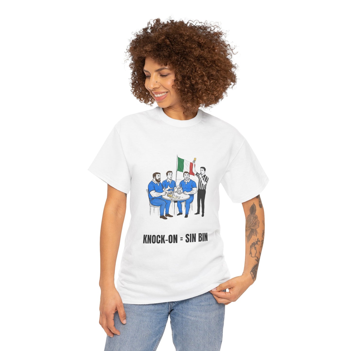 T-shirt rugby italien et bière – Carton jaune renversé | T-shirt humoristique pour supporters de rugby