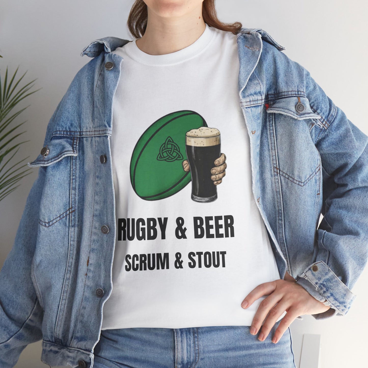 Ireland Rugby & Beer T-Shirt - Scrum & Stout Fan Tee | Match Day Gift
