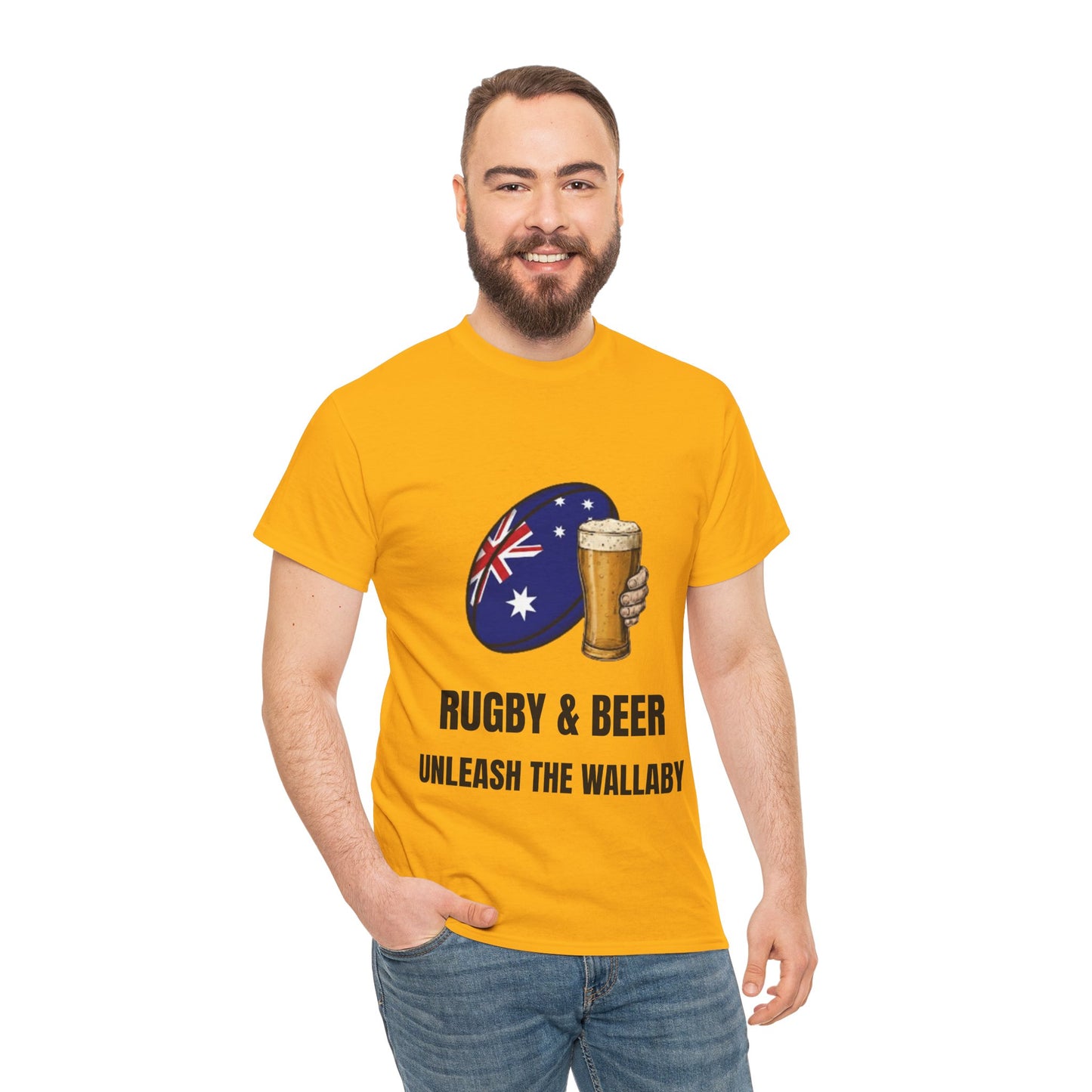 Australia Rugby & Beer T-Shirt - Unleash the Wallaby Fan Tee | Match Day Apparel