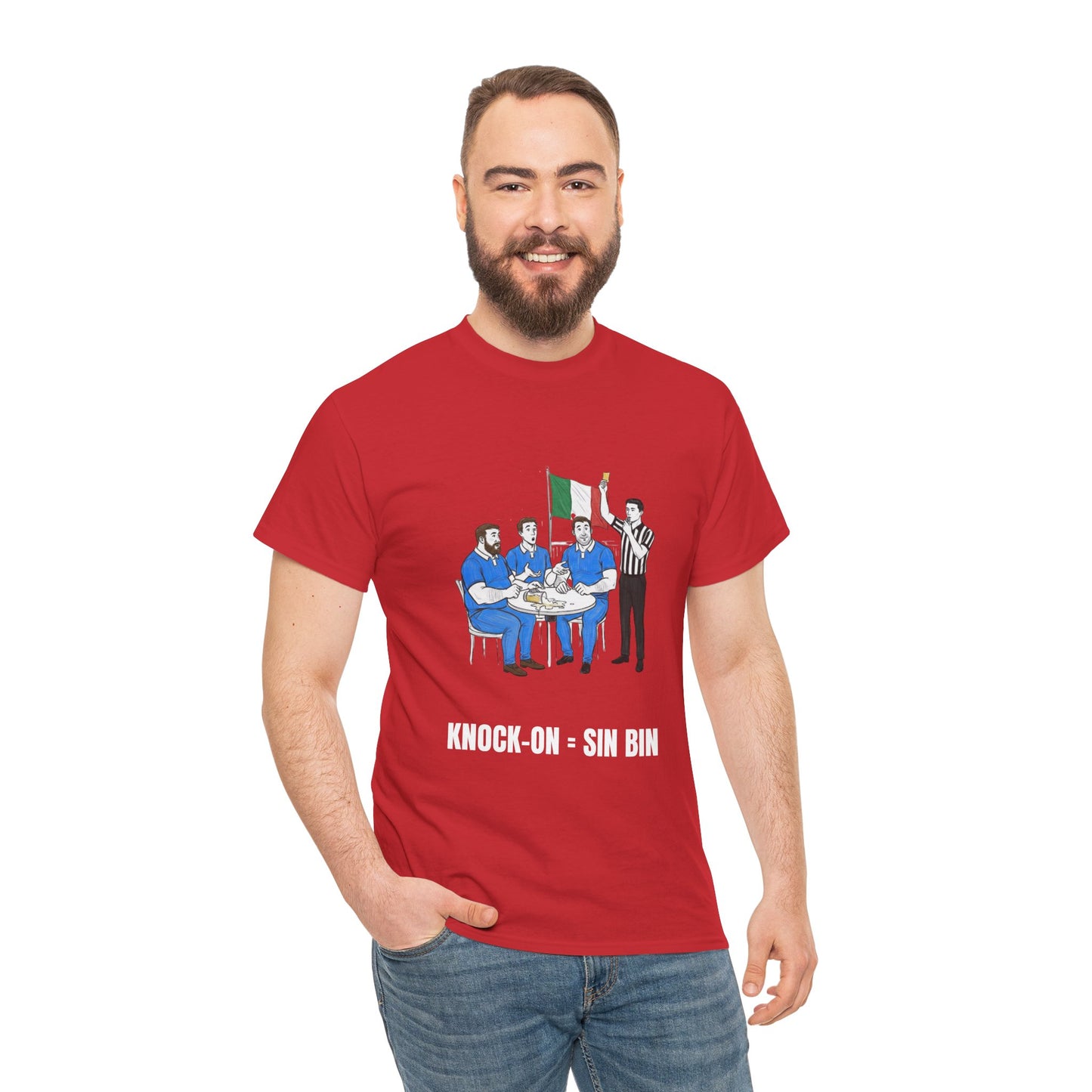 T-shirt rugby italien et bière – Carton jaune renversé | T-shirt humoristique pour supporters de rugby