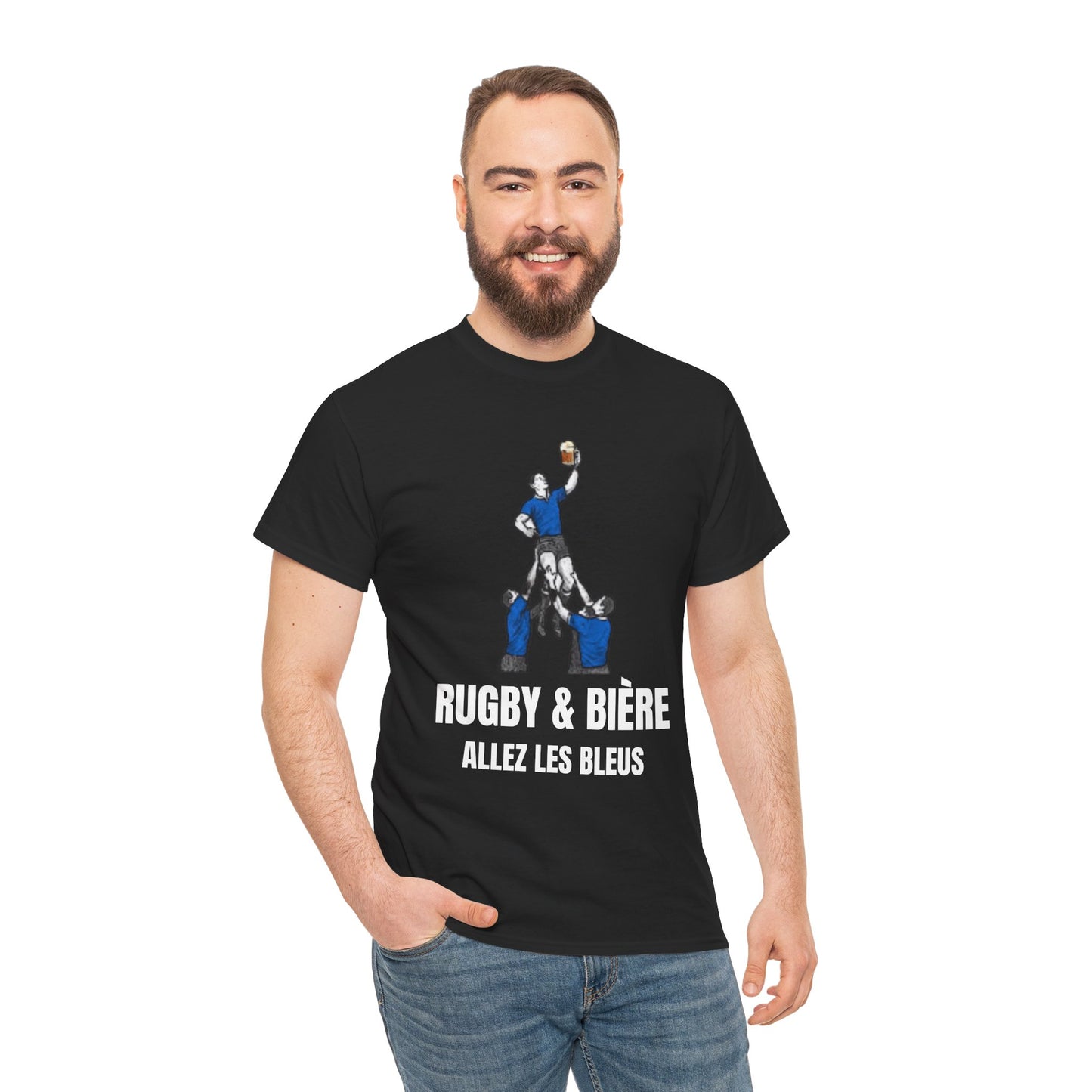 T-shirt Rugby & Bière : Allez Les Bleus - Cadeau parfait pour les fans de rugby