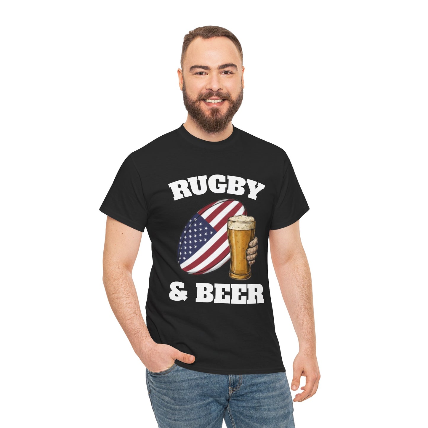 Rugby & Beer USA T-Shirt – American Rugby Fans Match Day Tee