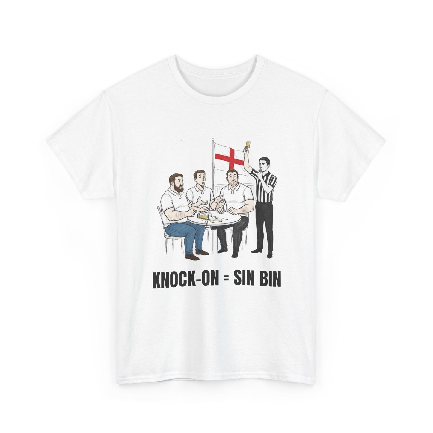 English Rugby & Beer T-Shirt – Yellow Card Pint Spill | Funny Rugby Fans Tee