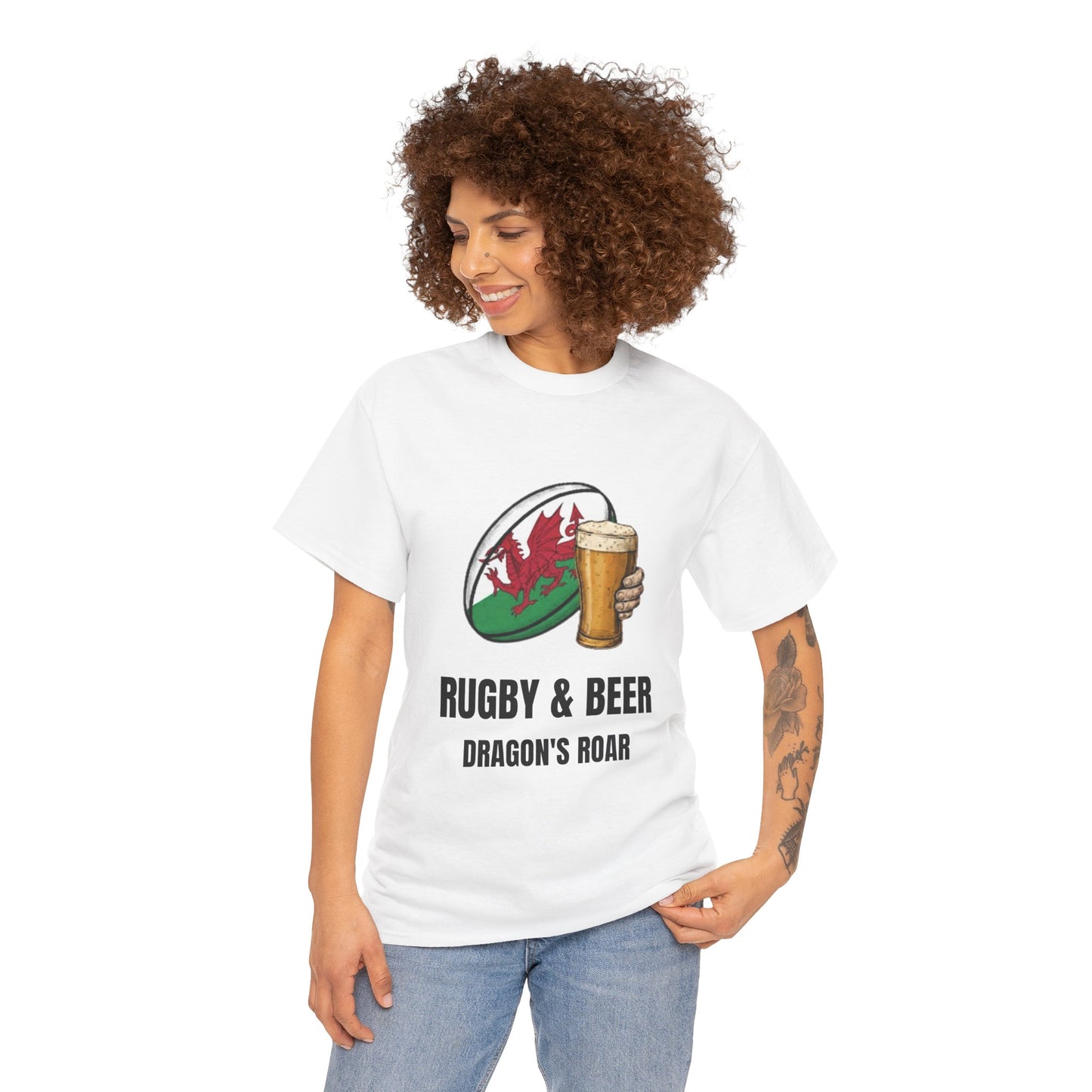 Maglietta "Dragon's Roar" di Rugby & Beer – Regalo per la partita dei tifosi di rugby del Galles