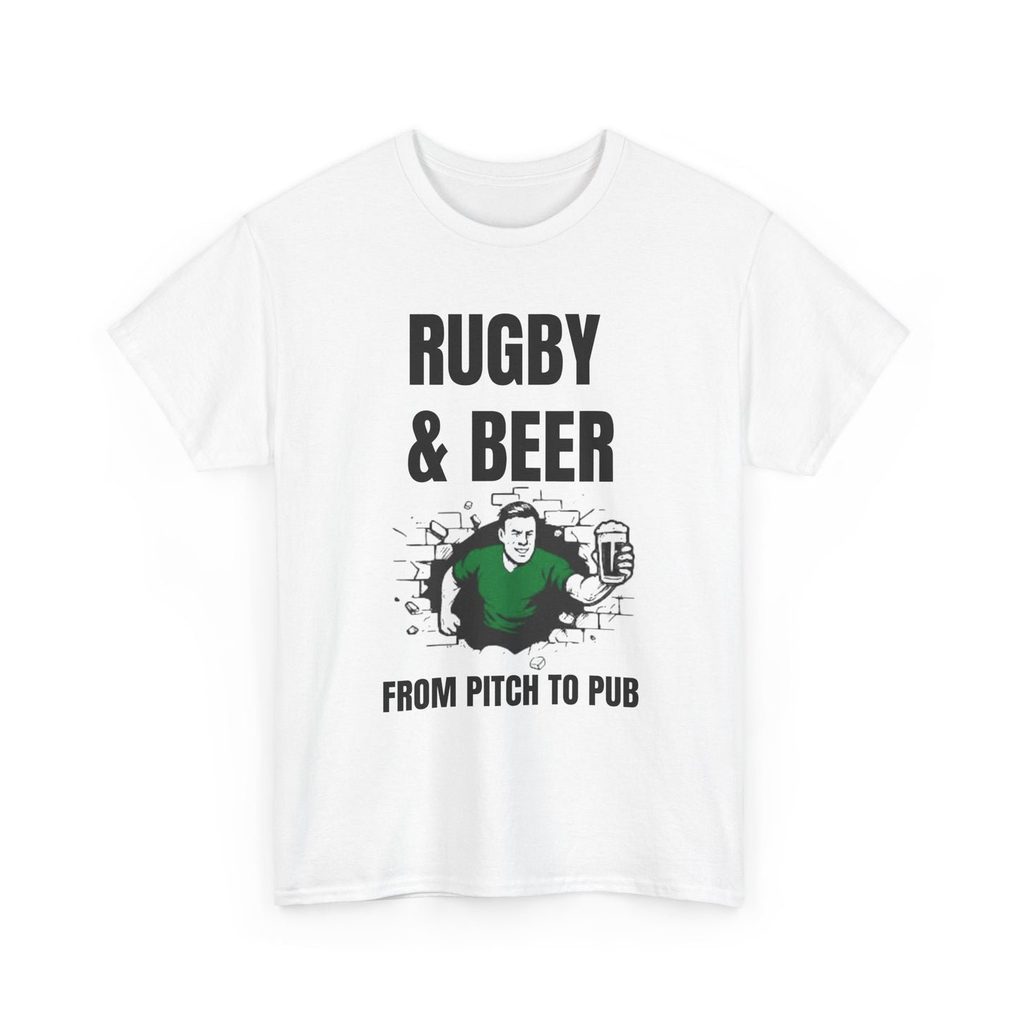 Rugby & Beer T-Shirt – From the Pitch to the Pub | Irish Rugby Fans Tee