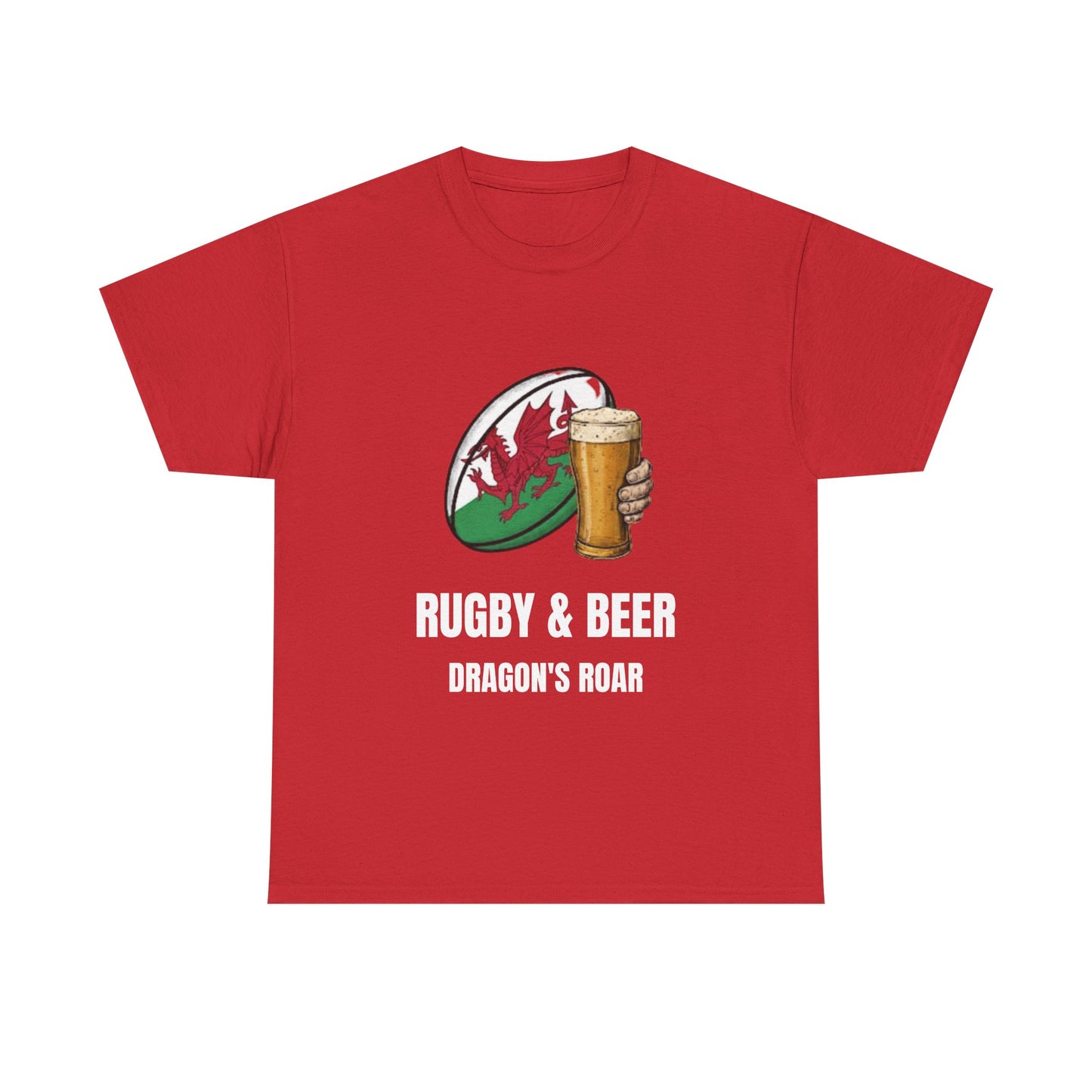 Maglietta "Dragon's Roar" di Rugby & Beer – Regalo per la partita dei tifosi di rugby del Galles