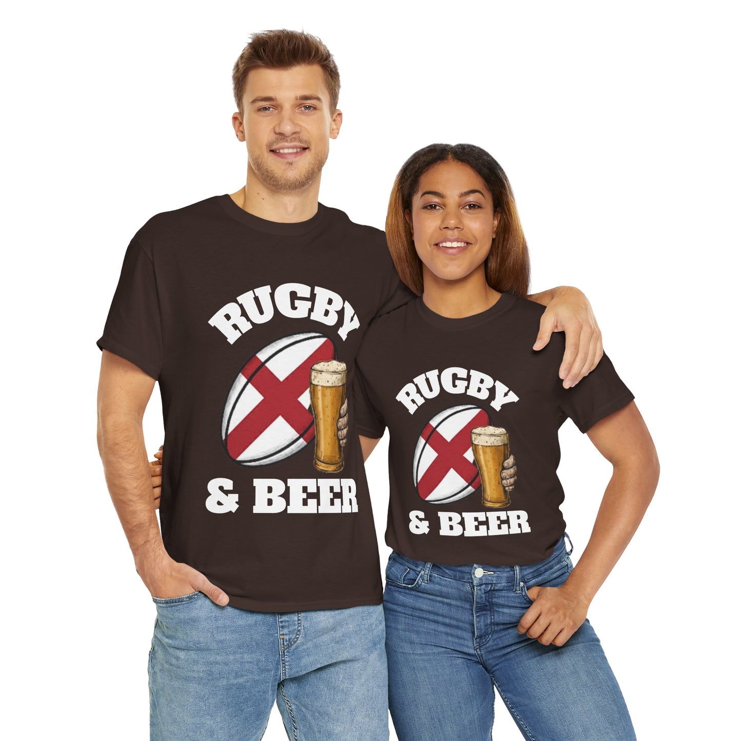 England Rugby & Beer T-Shirt – Perfect for Match Days, Gifts & Lads Trips