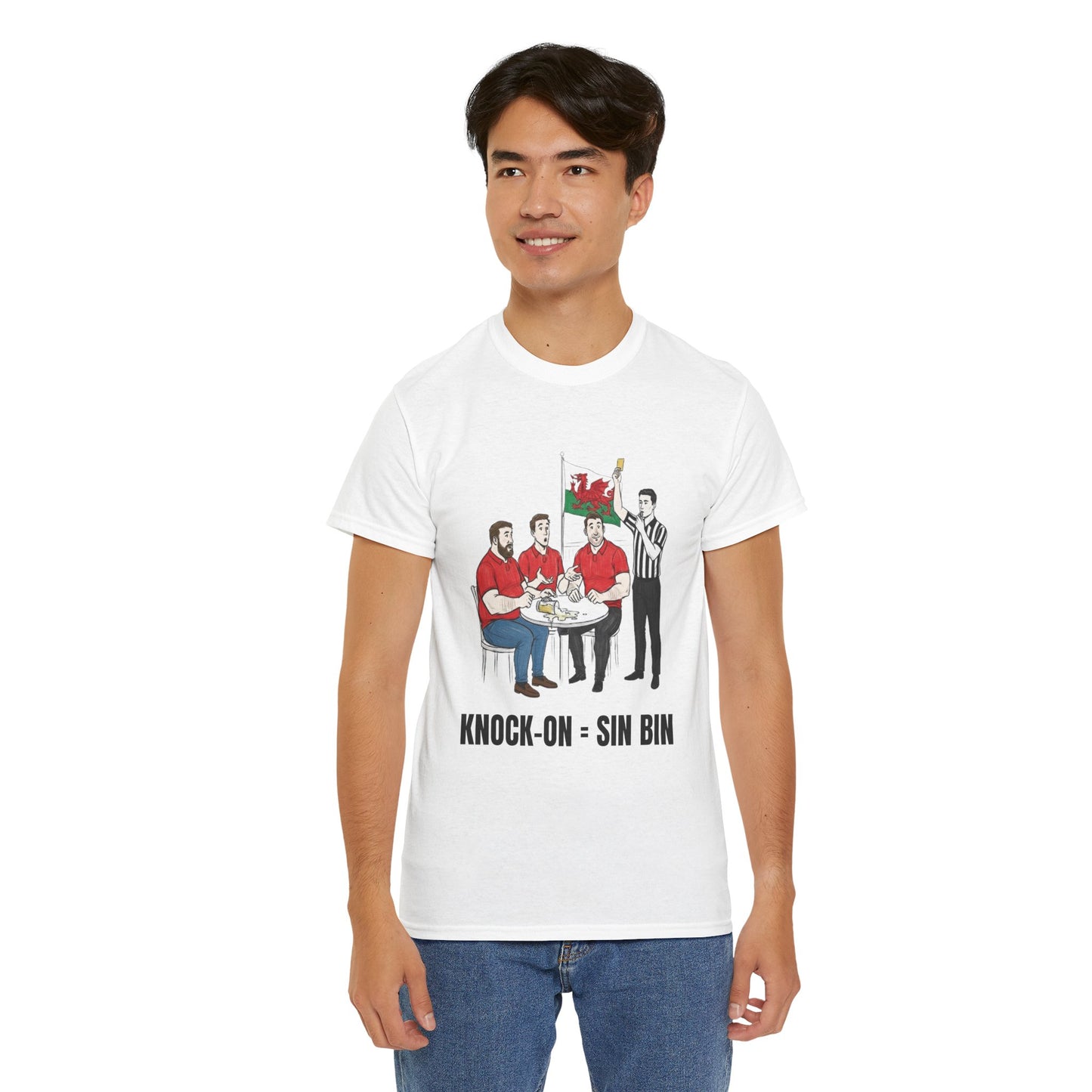 Welsh Rugby & Beer T-Shirt – Yellow Card Pint Spill | Funny Rugby Fans Tee