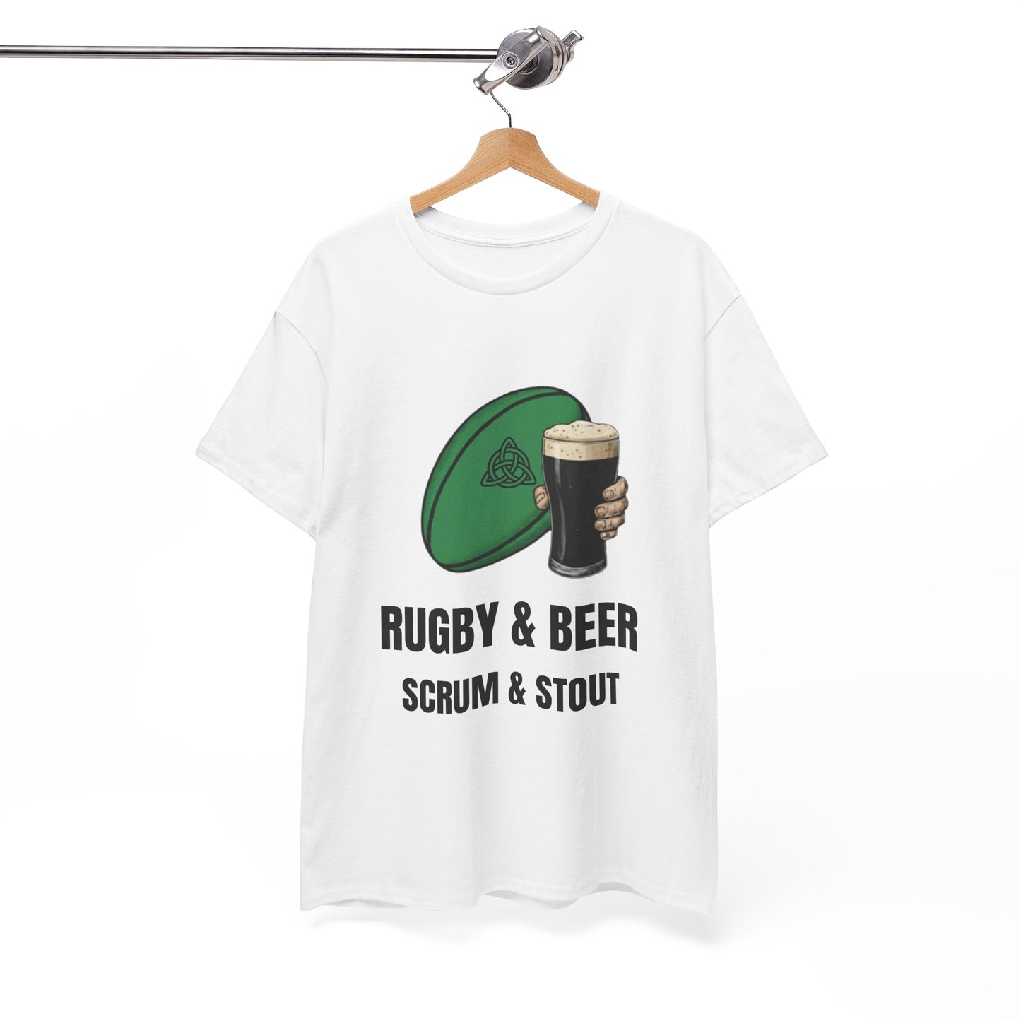 Ireland Rugby & Beer T-Shirt - Scrum & Stout Fan Tee | Match Day Gift