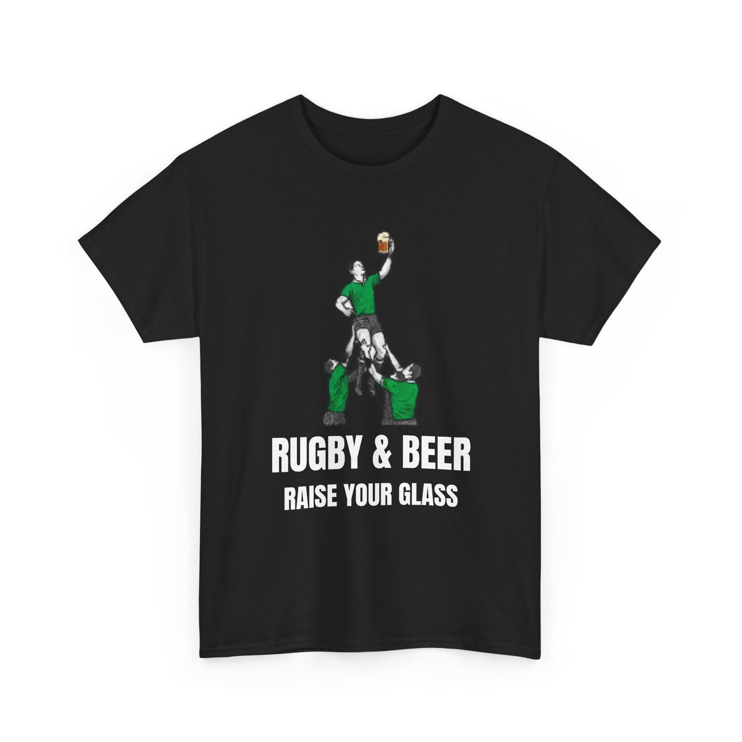 Maglietta "Raise Your Glass" di Rugby & Beer: regalo perfetto per i tifosi irlandesi di rugby