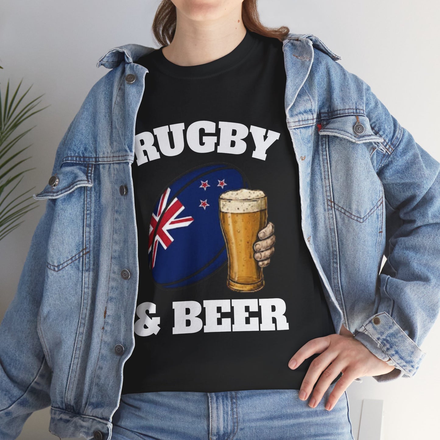 Rugby & Beer New Zealand T-Shirt – Kiwi Rugby Fans Match Day Tee