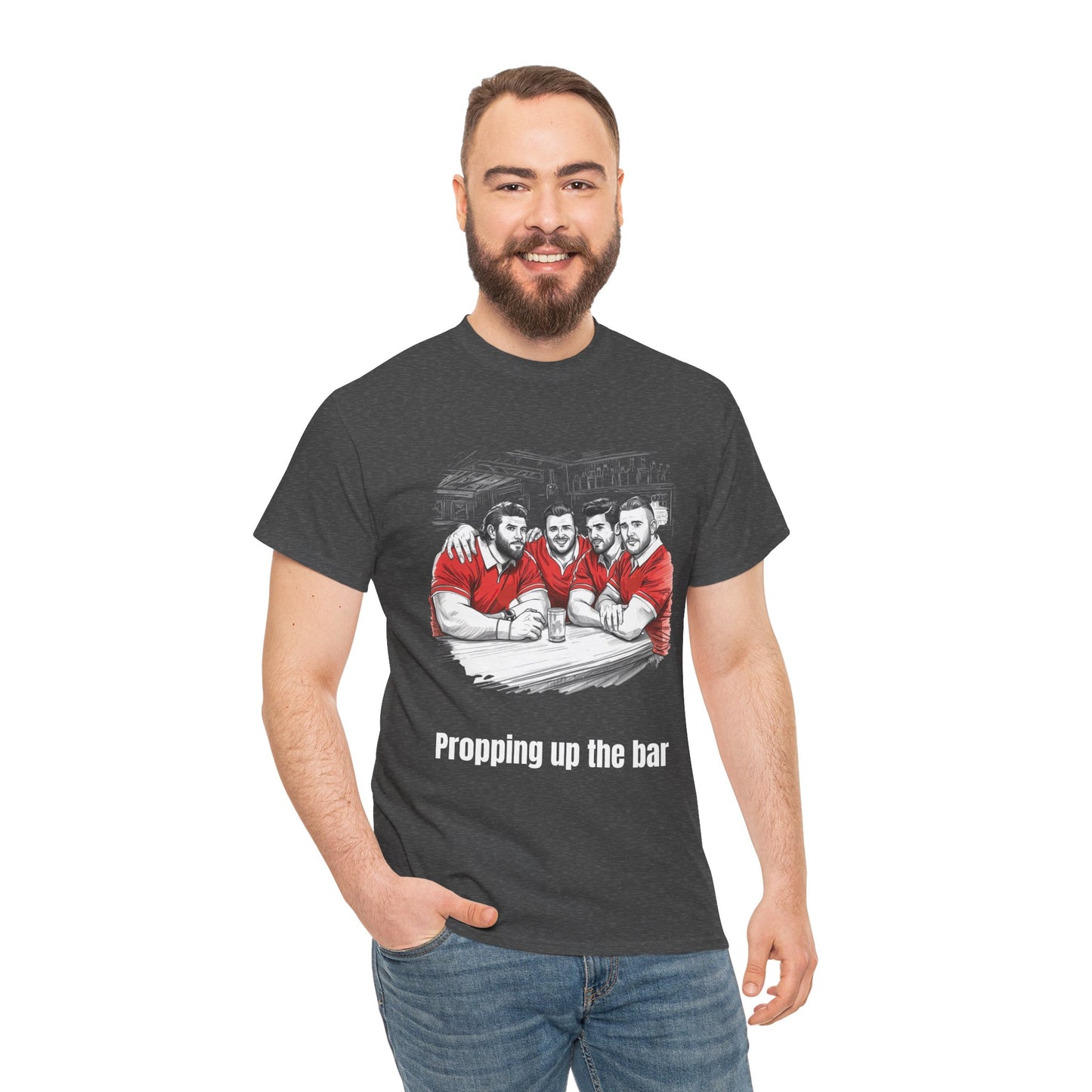 Propping Up The Bar – Funny Welsh Rugby T-Shirt for Fans & Gifts