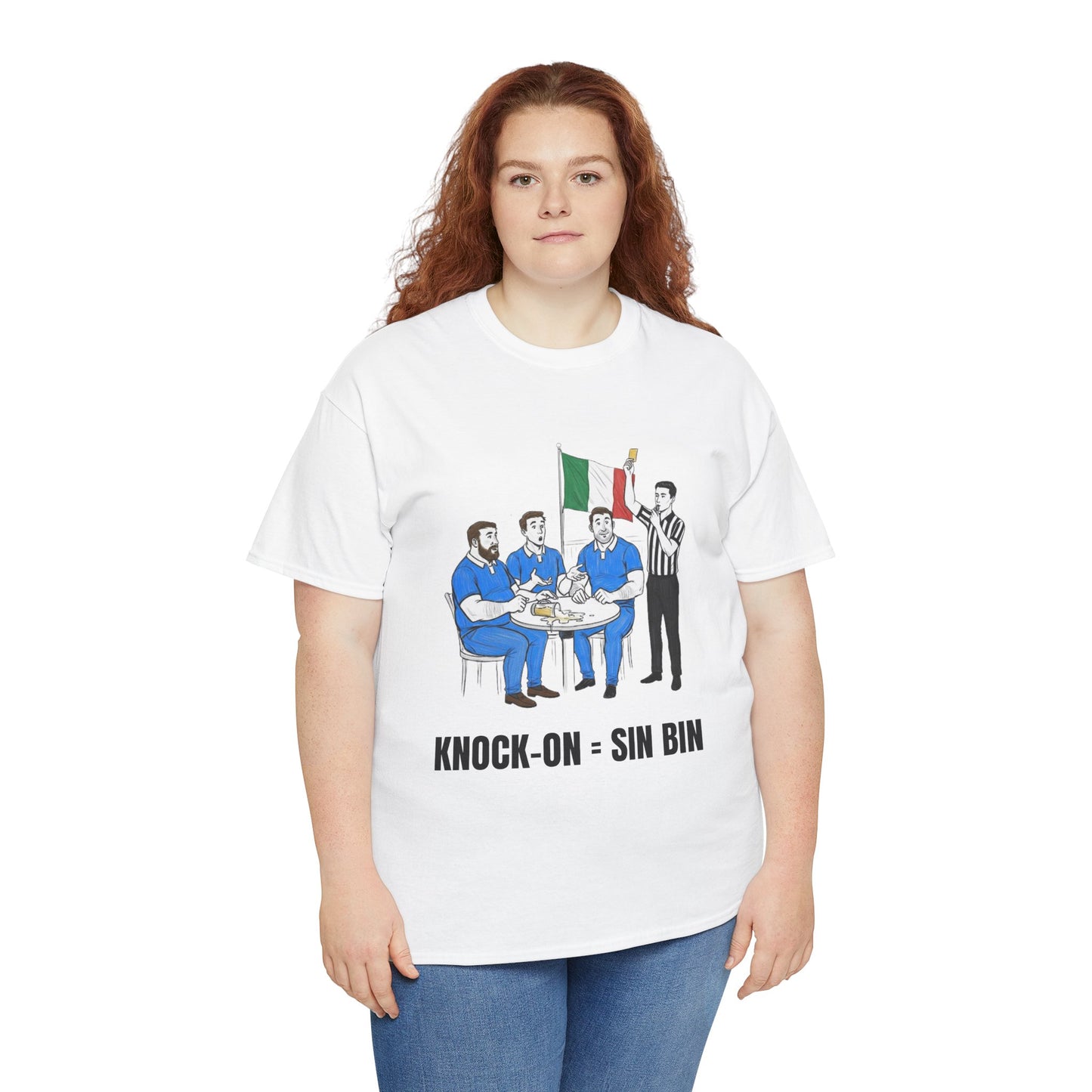 Italian Rugby & Beer T-Shirt – Yellow Card Pint Spill | Funny Rugby Fans Tee