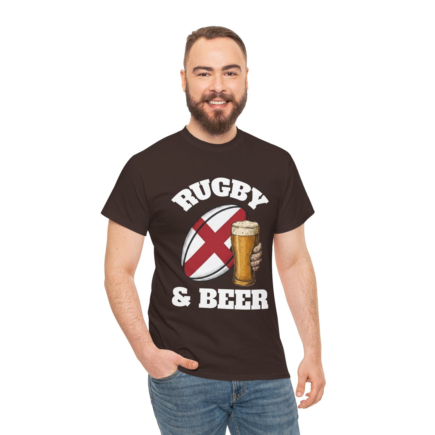 England Rugby & Beer T-Shirt – Perfect for Match Days, Gifts & Lads Trips