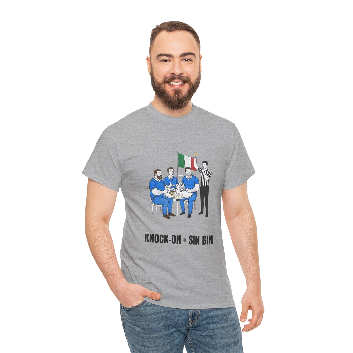T-shirt rugby italien et bière – Carton jaune renversé | T-shirt humoristique pour supporters de rugby