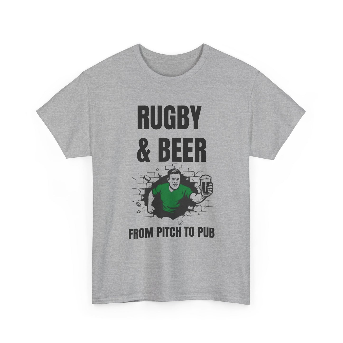 Rugby & Beer T-Shirt – From the Pitch to the Pub | Irish Rugby Fans Tee