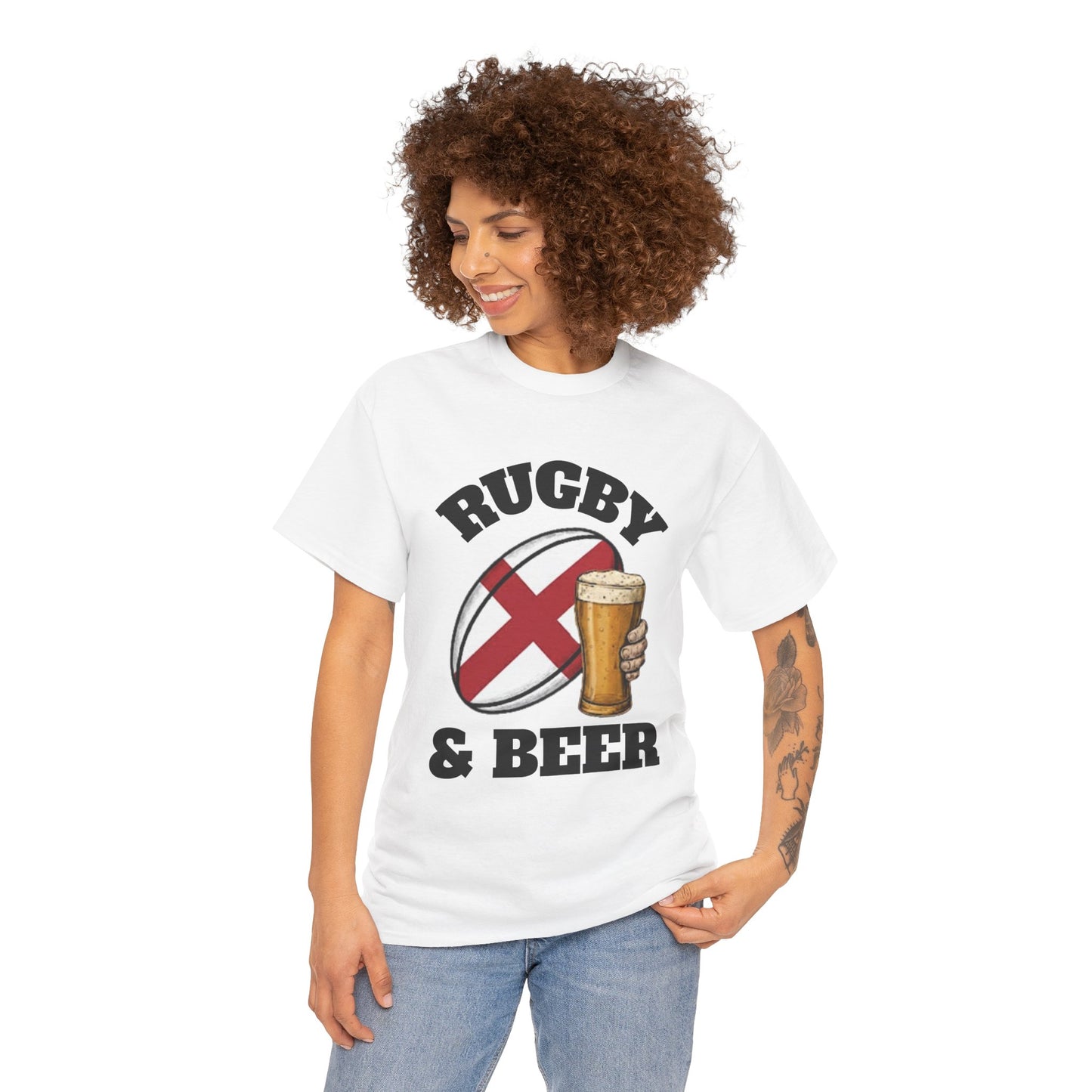 England Rugby & Beer T-Shirt – Perfect for Match Days, Gifts & Lads Trips