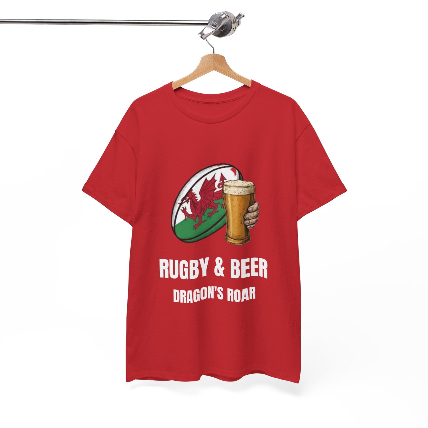 Maglietta "Dragon's Roar" di Rugby & Beer – Regalo per la partita dei tifosi di rugby del Galles
