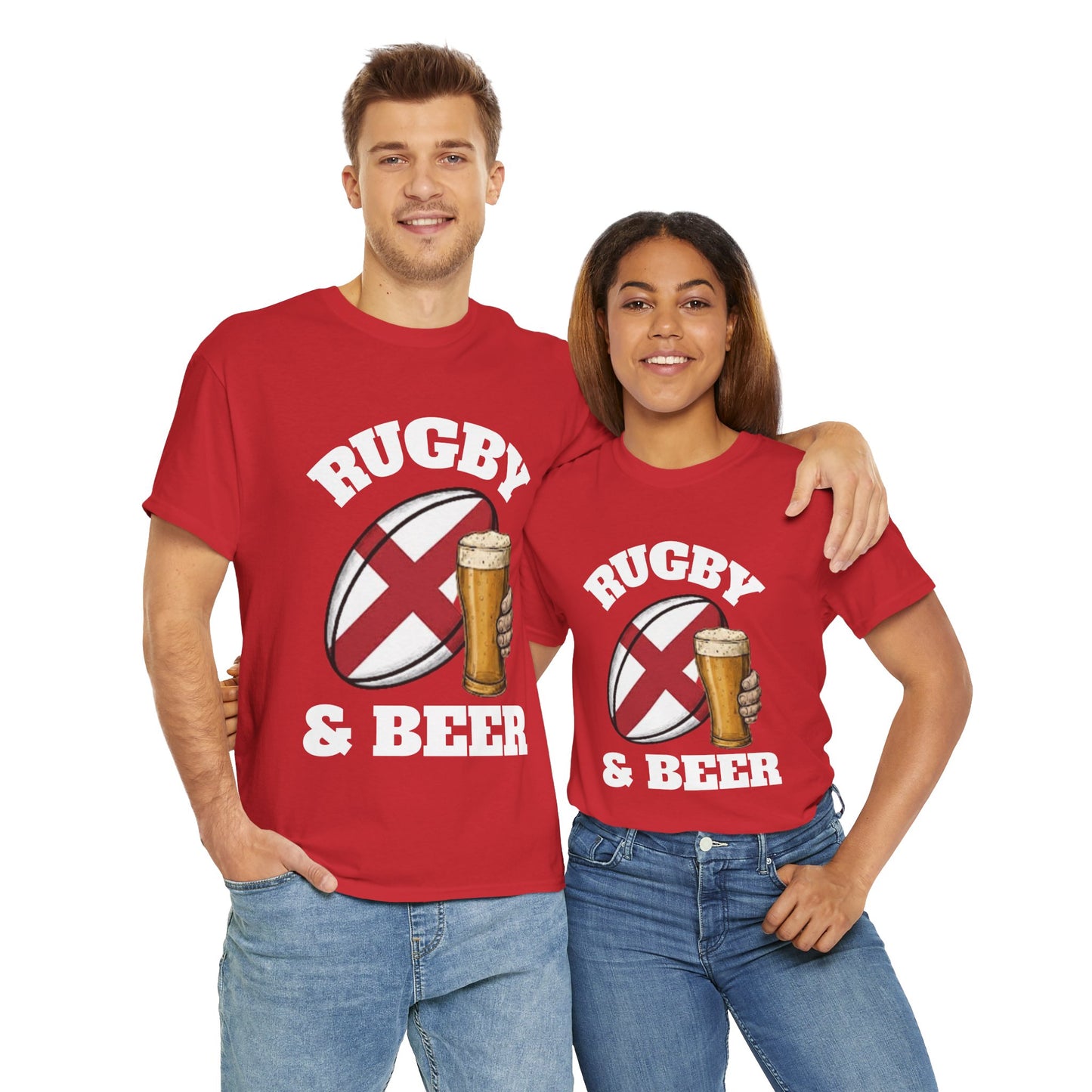 England Rugby & Beer T-Shirt – Perfect for Match Days, Gifts & Lads Trips
