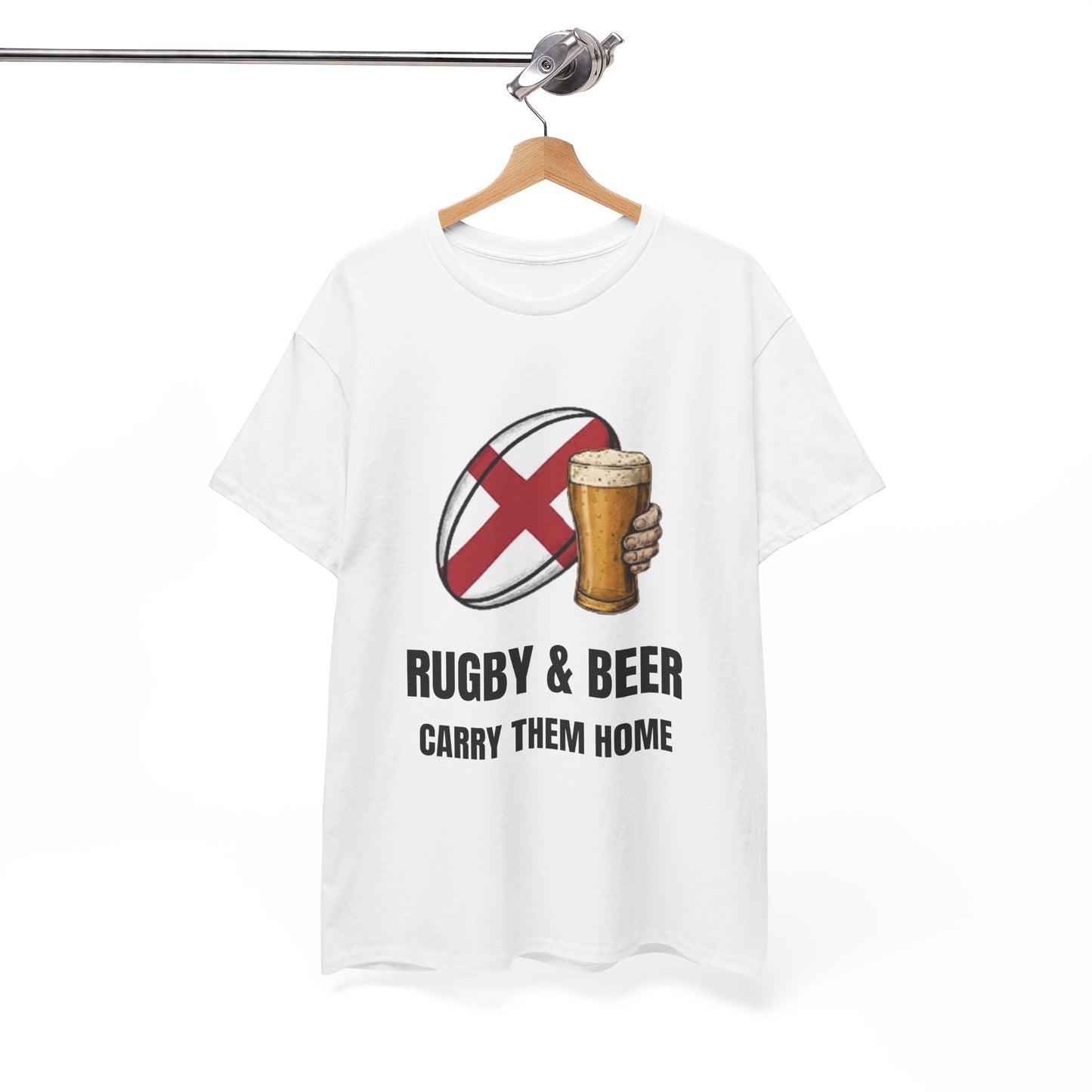 T-shirt Angleterre Rugby & Beer - T-shirt de supporter « Reportez-les à la maison » | Vêtements pour le jour du match