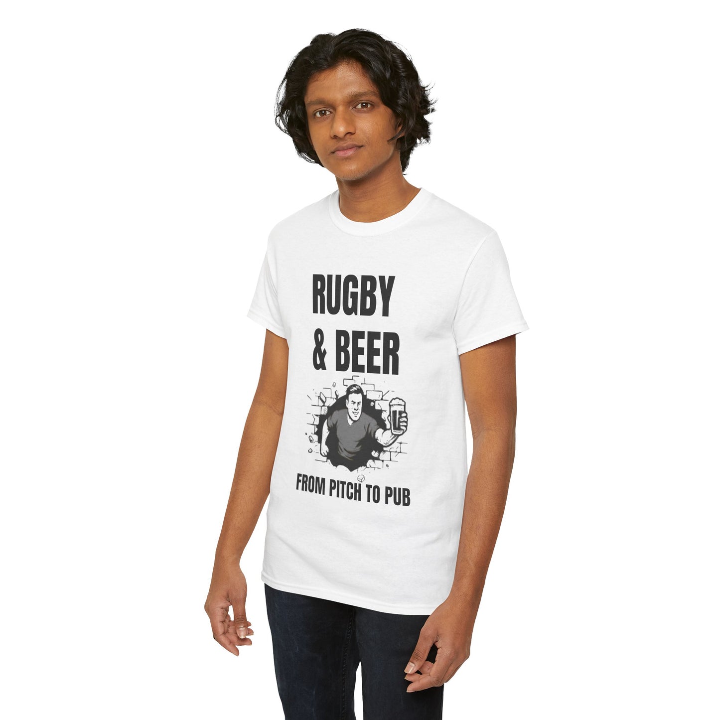 Rugby & Beer T-Shirt – From the Pitch to the Pub | English Rugby Fans Tee