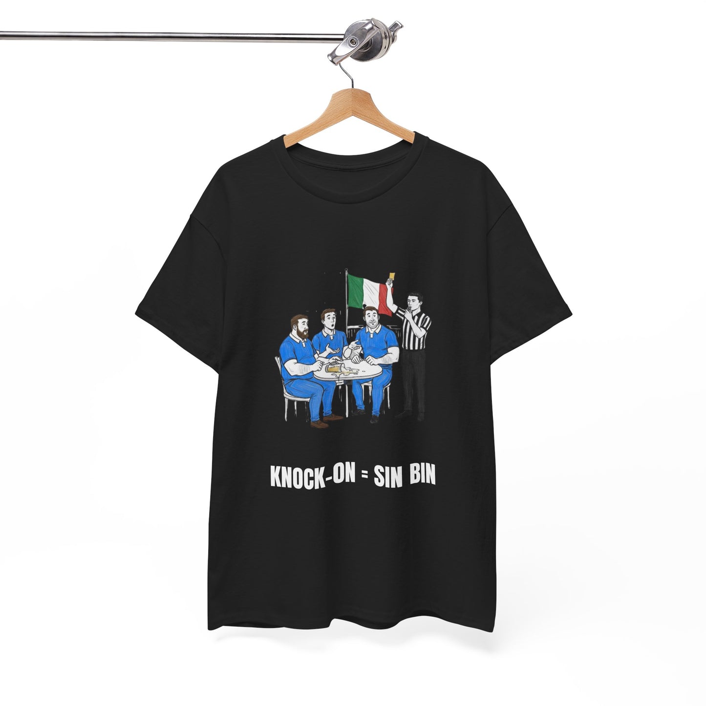 T-shirt rugby italien et bière – Carton jaune renversé | T-shirt humoristique pour supporters de rugby