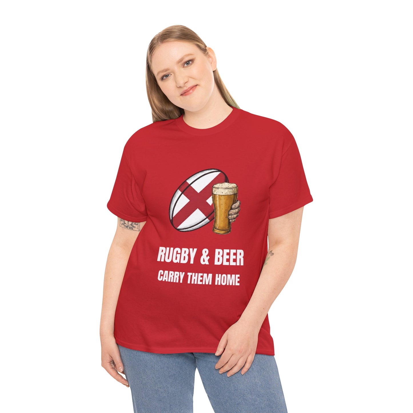 T-shirt Angleterre Rugby & Beer - T-shirt de supporter « Reportez-les à la maison » | Vêtements pour le jour du match