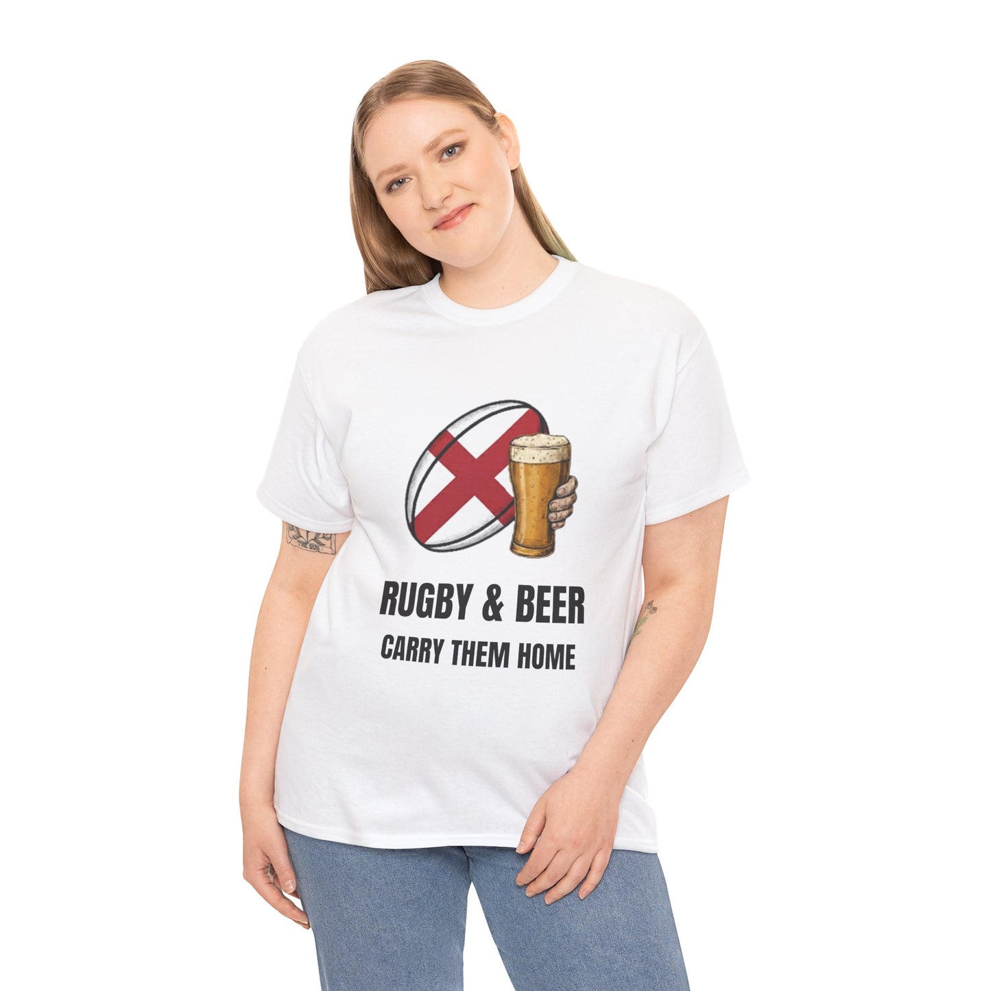 T-shirt Angleterre Rugby & Beer - T-shirt de supporter « Reportez-les à la maison » | Vêtements pour le jour du match