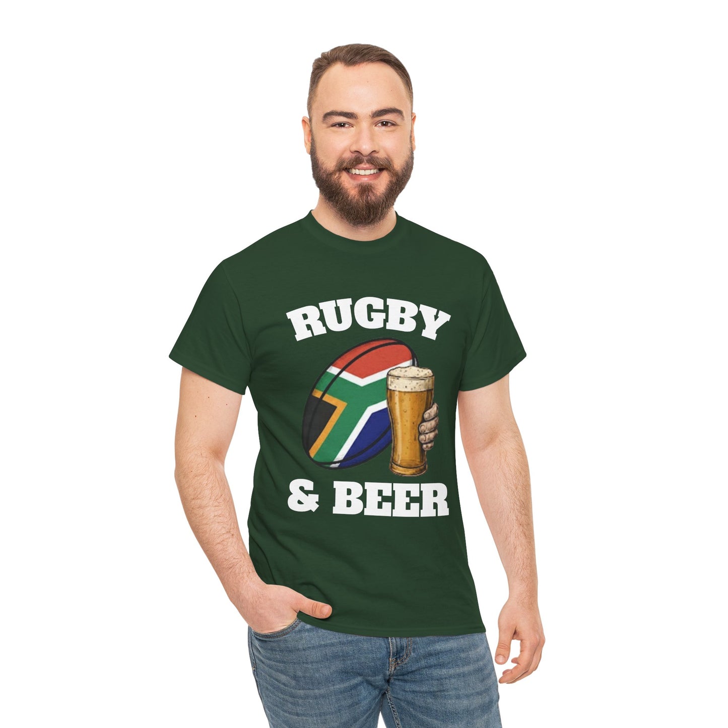 Rugby & Beer South Africa T-Shirt – Springboks Rugby Fan Tee