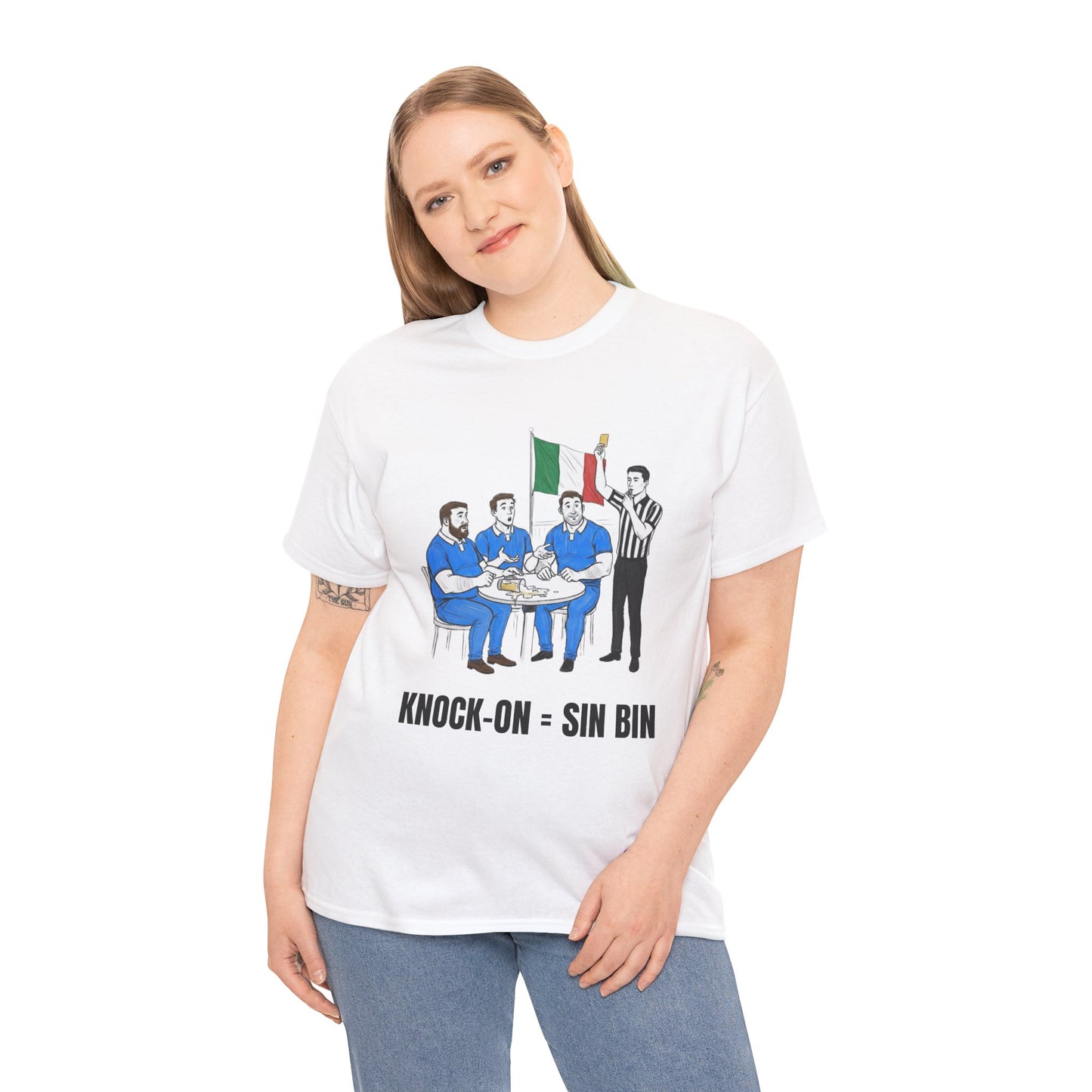 Italian Rugby & Beer T-Shirt – Yellow Card Pint Spill | Funny Rugby Fans Tee
