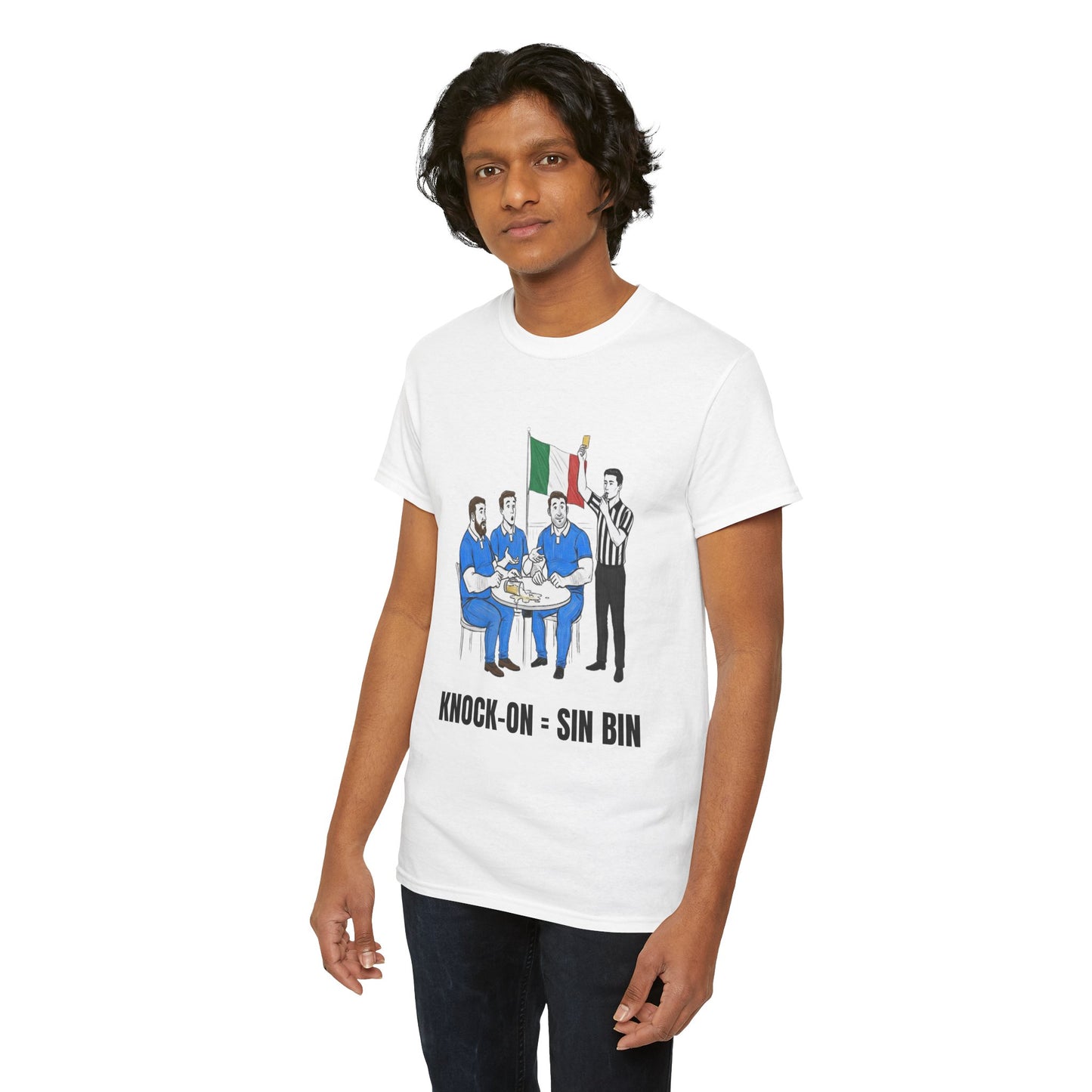 Italian Rugby & Beer T-Shirt – Yellow Card Pint Spill | Funny Rugby Fans Tee