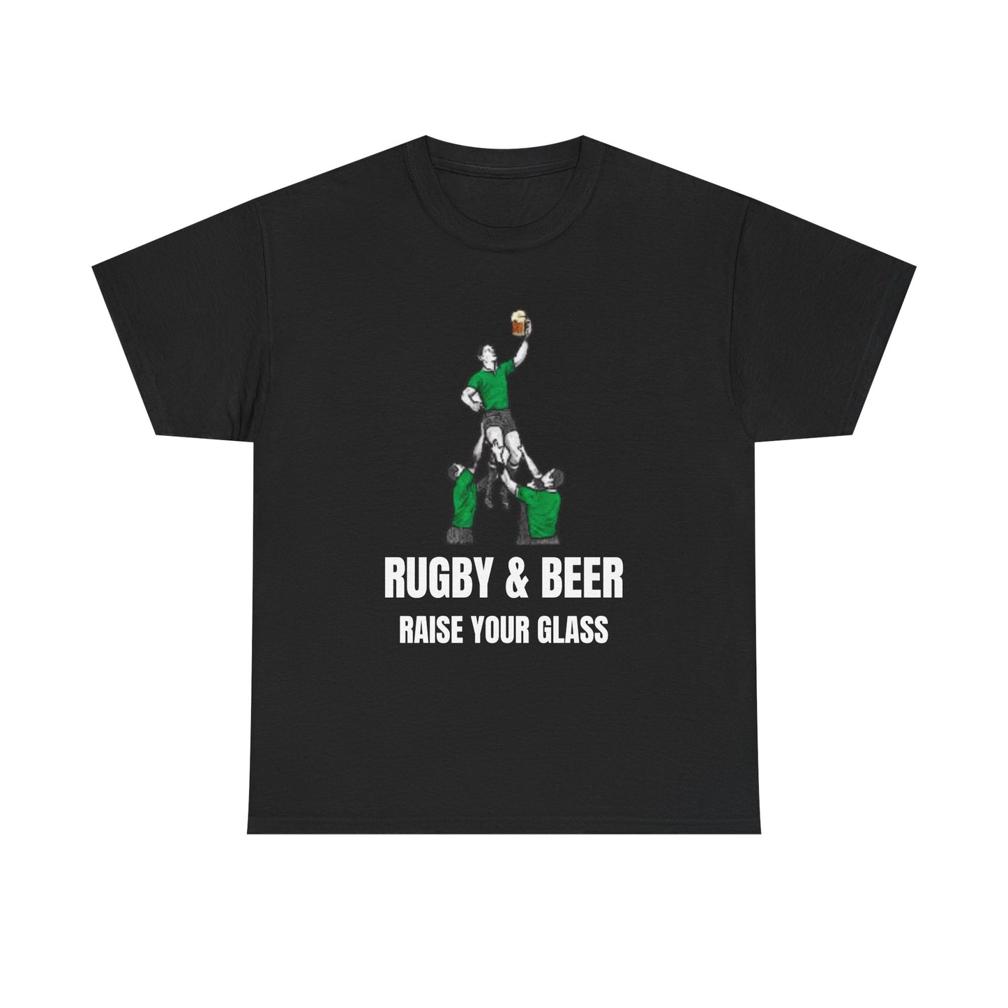 Rugby & Beer “Raise Your Glass” T-Shirt – Perfect Gift for Irish Rugby Fans