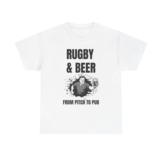 Rugby & Beer T-Shirt – From the Pitch to the Pub | English Rugby Fans Tee