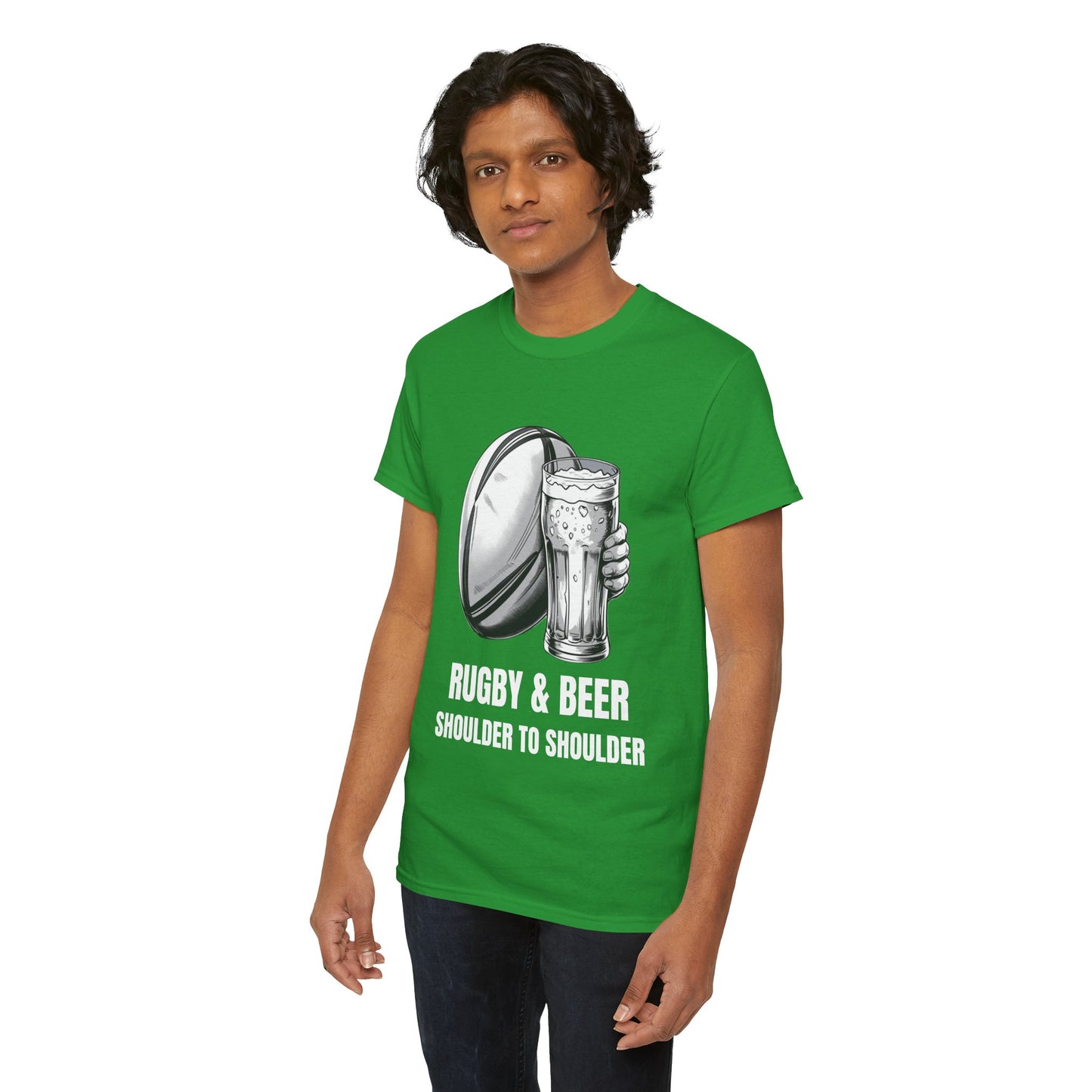 Rugby & Beer “Shoulder to Shoulder” T-Shirt – Irish Rugby Fan Matchday Gift