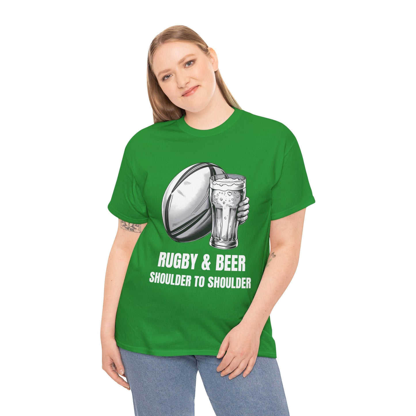 Rugby & Beer “Shoulder to Shoulder” T-Shirt – Irish Rugby Fan Matchday Gift