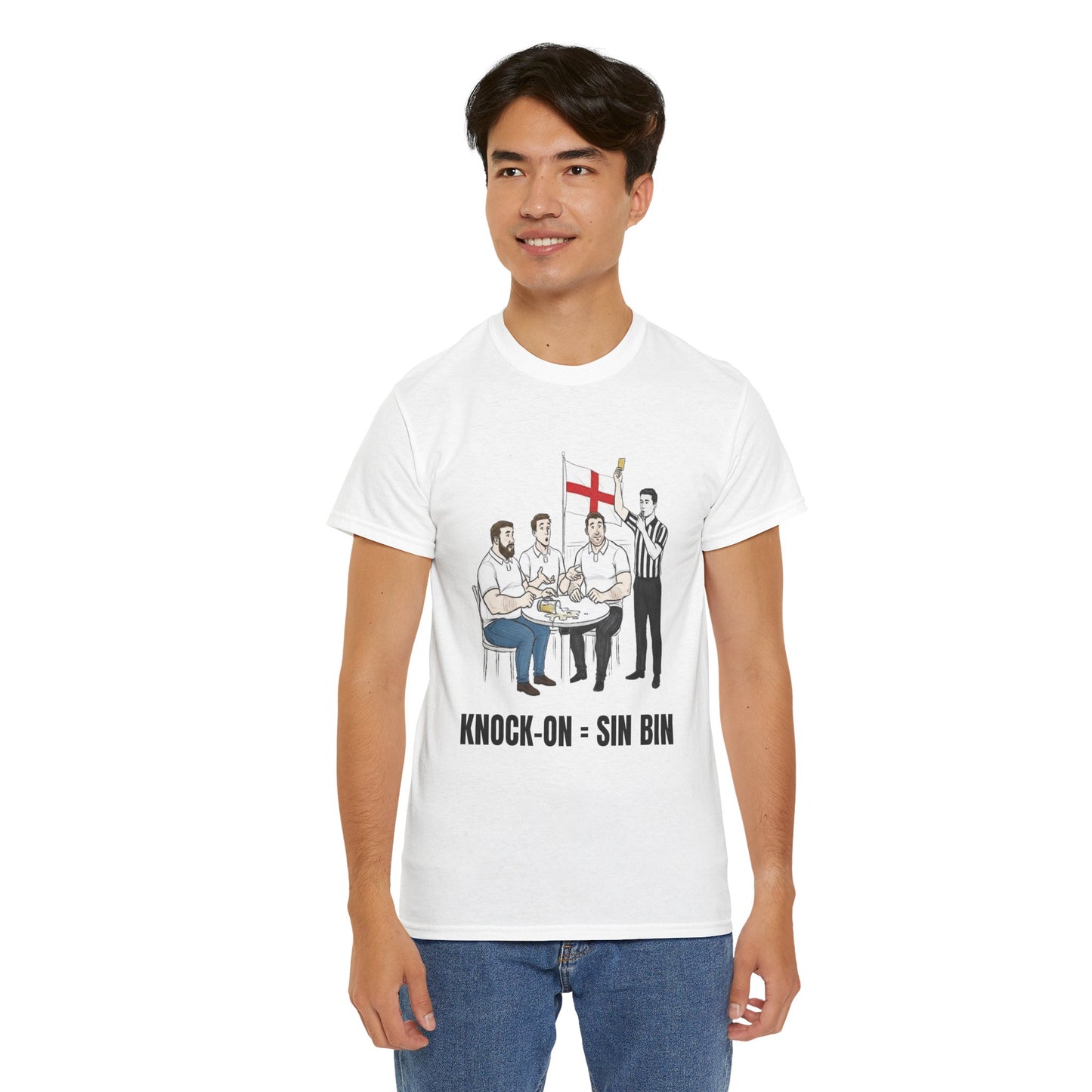 English Rugby & Beer T-Shirt – Yellow Card Pint Spill | Funny Rugby Fans Tee