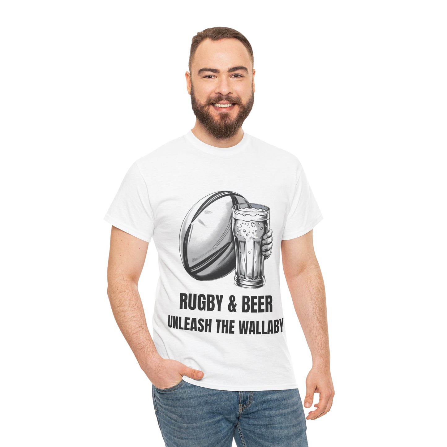 Rugby & Beer ¨Unleash the Wallaby¨ T-Shirt - Australian Rugby Fan Matchday Gift
