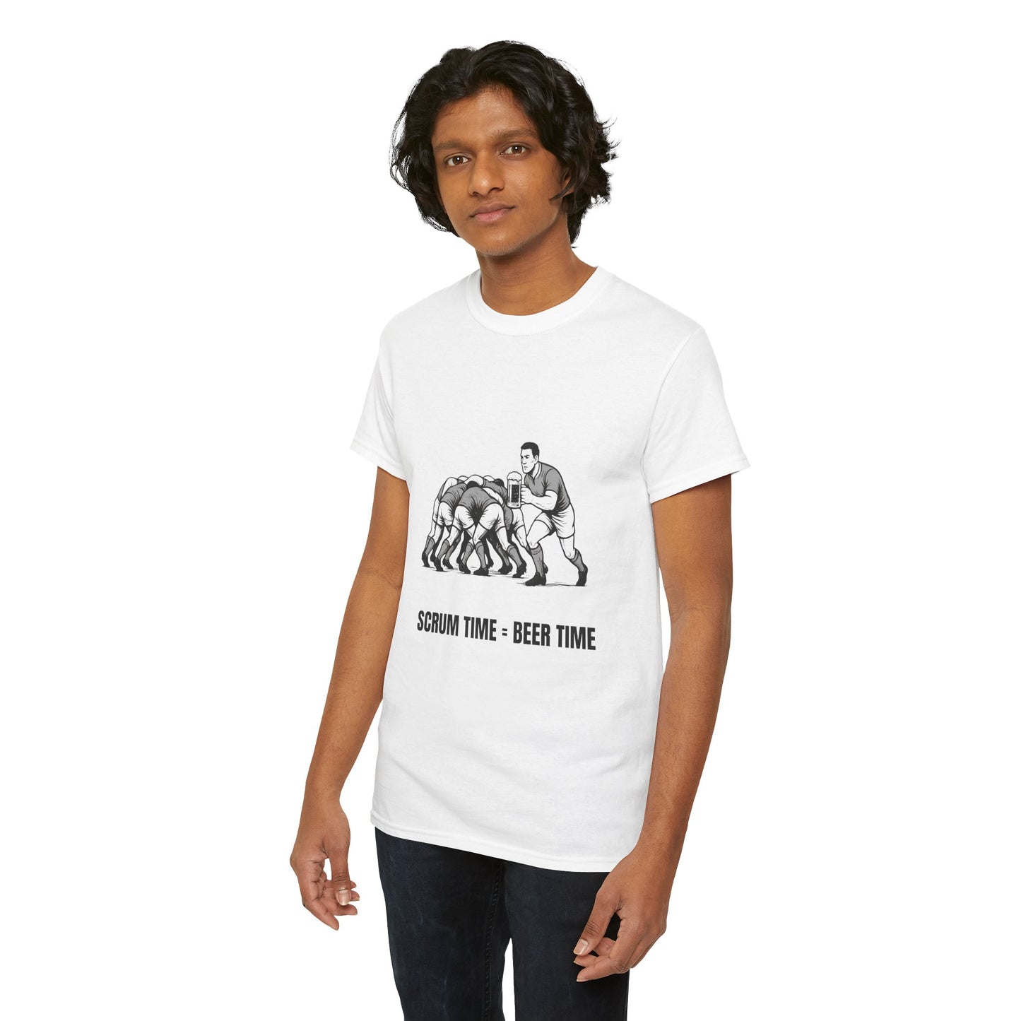 Scrum Time Beer Time Unisex Heavy Cotton Tee, Rugby Shirt, Sports Fan Gift, Casual Wear, Beer Lover Apparel