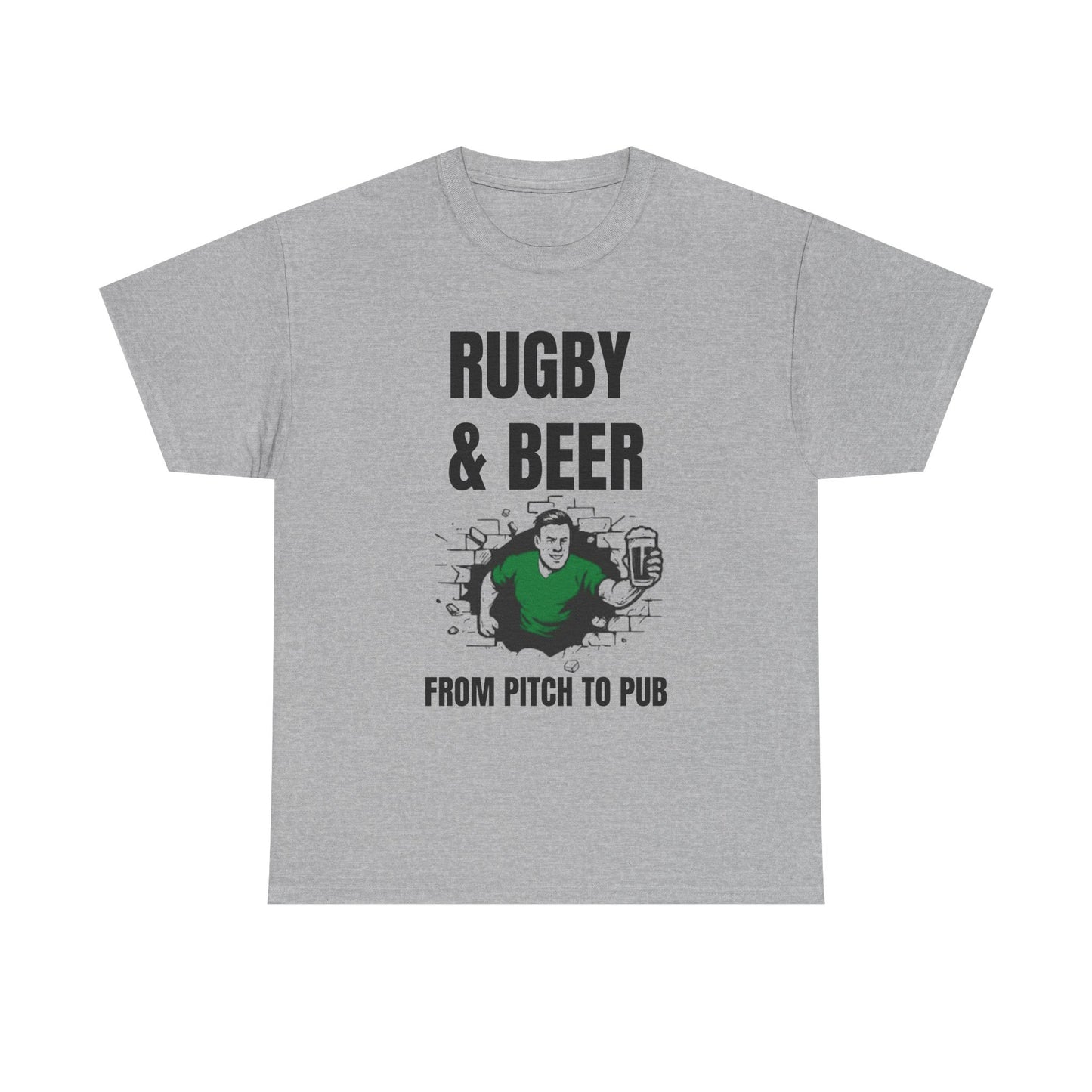 Rugby & Beer T-Shirt – From the Pitch to the Pub | Irish Rugby Fans Tee