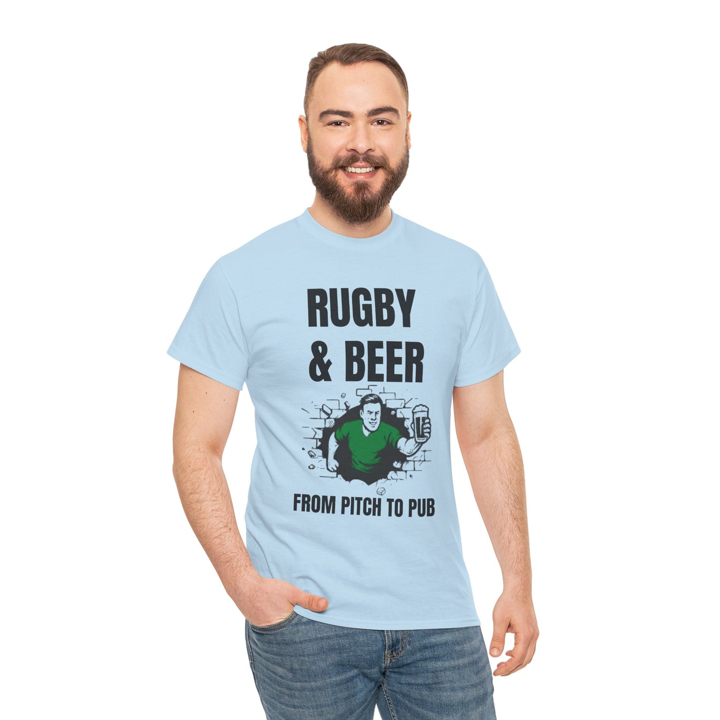 Rugby & Beer T-Shirt – From the Pitch to the Pub | Irish Rugby Fans Tee