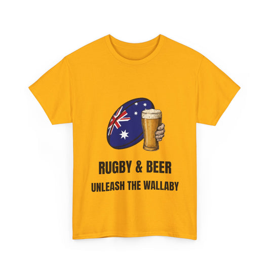 Australia Rugby & Beer T-Shirt - Unleash the Wallaby Fan Tee | Match Day Apparel