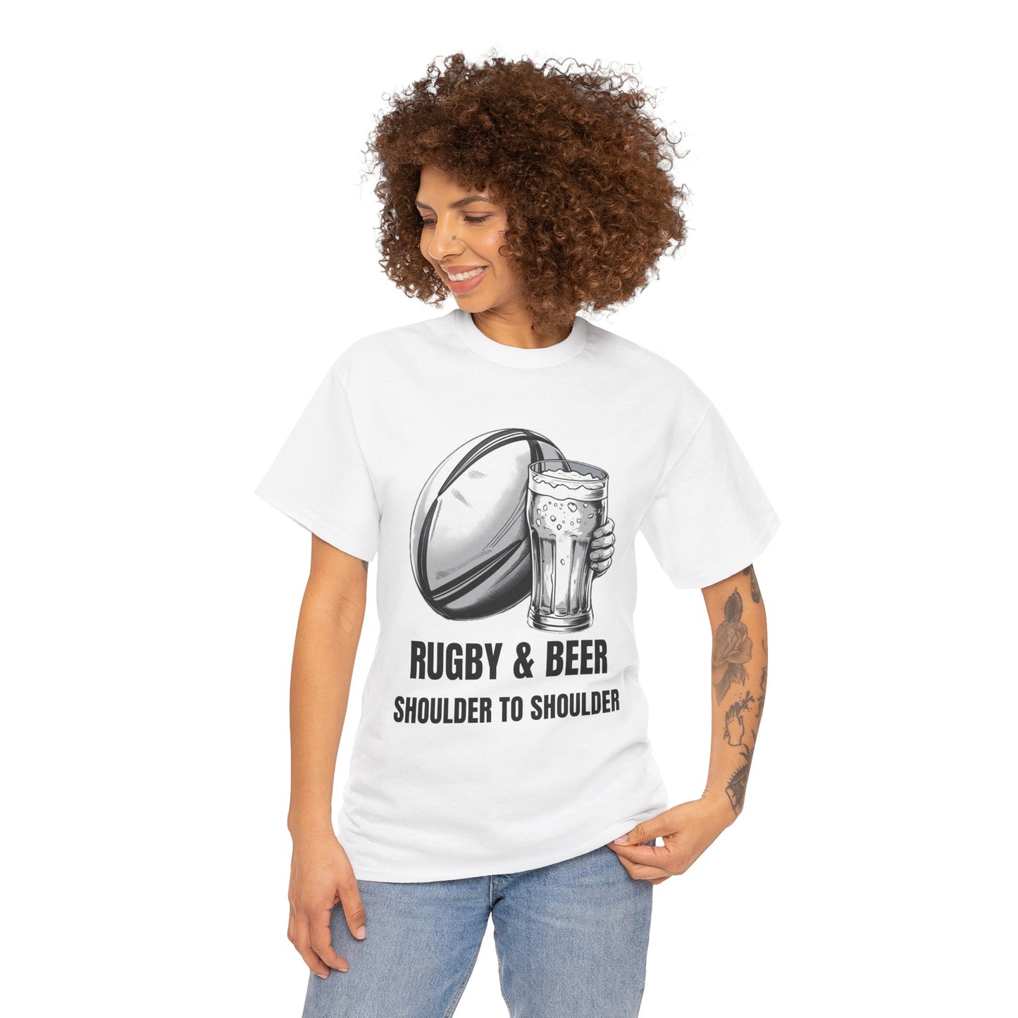 Rugby & Beer “Shoulder to Shoulder” T-Shirt – Irish Rugby Fan Matchday Gift