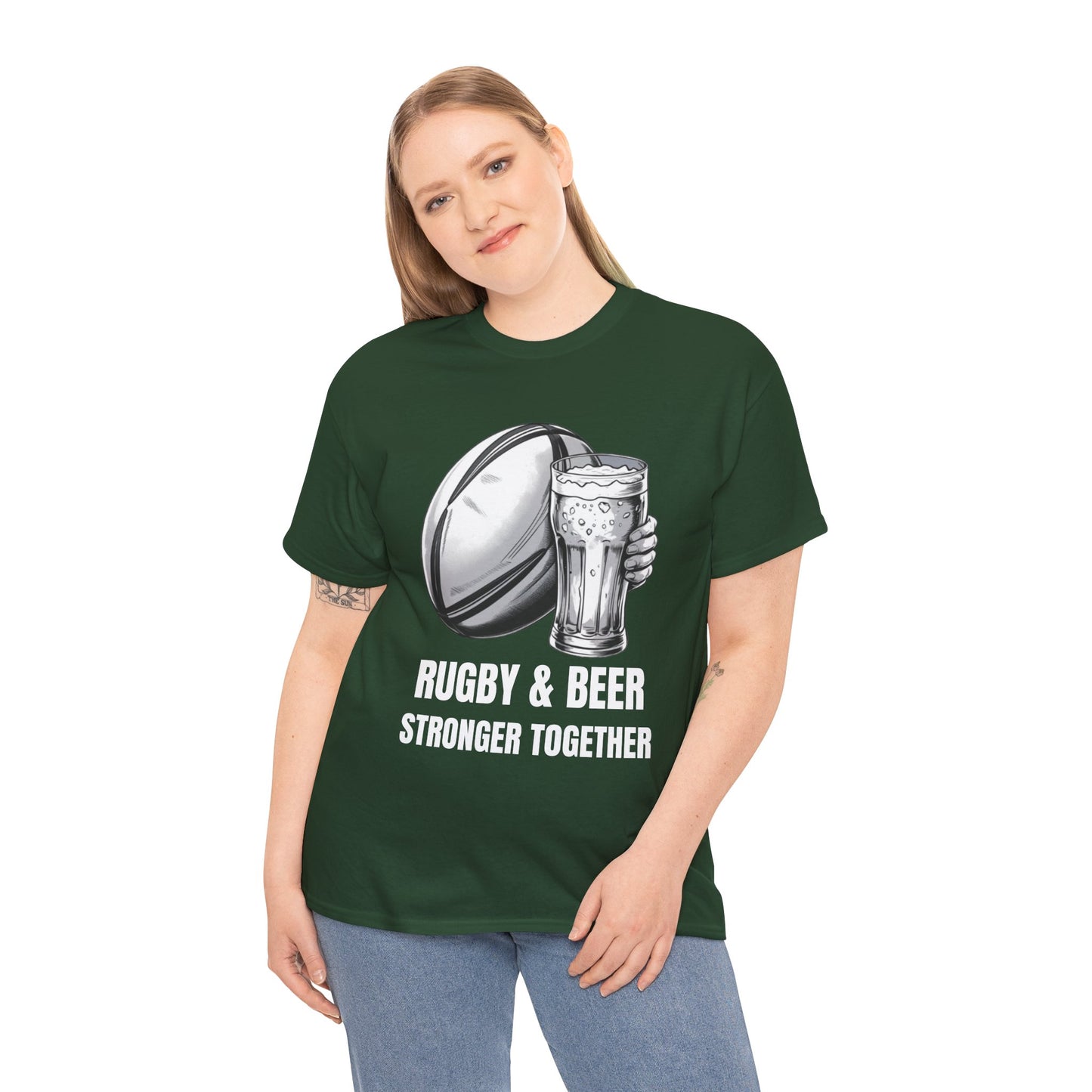 Rugby & Beer ¨Stronger together¨ T-Shirt - South African Rugby Fan Matchday Gift
