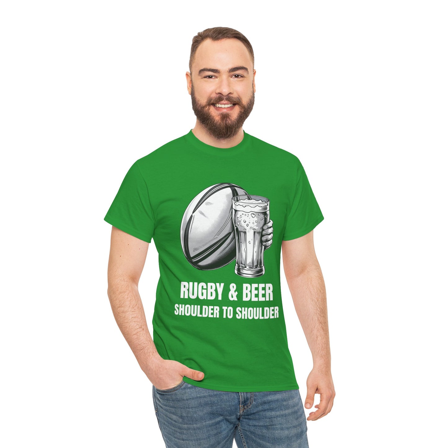 Rugby & Beer “Shoulder to Shoulder” T-Shirt – Irish Rugby Fan Matchday Gift