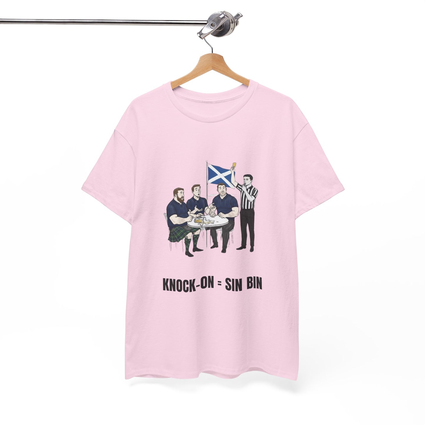 Scottish Rugby & Beer T-Shirt – Yellow Card Pint Spill | Funny Rugby Fans Tee