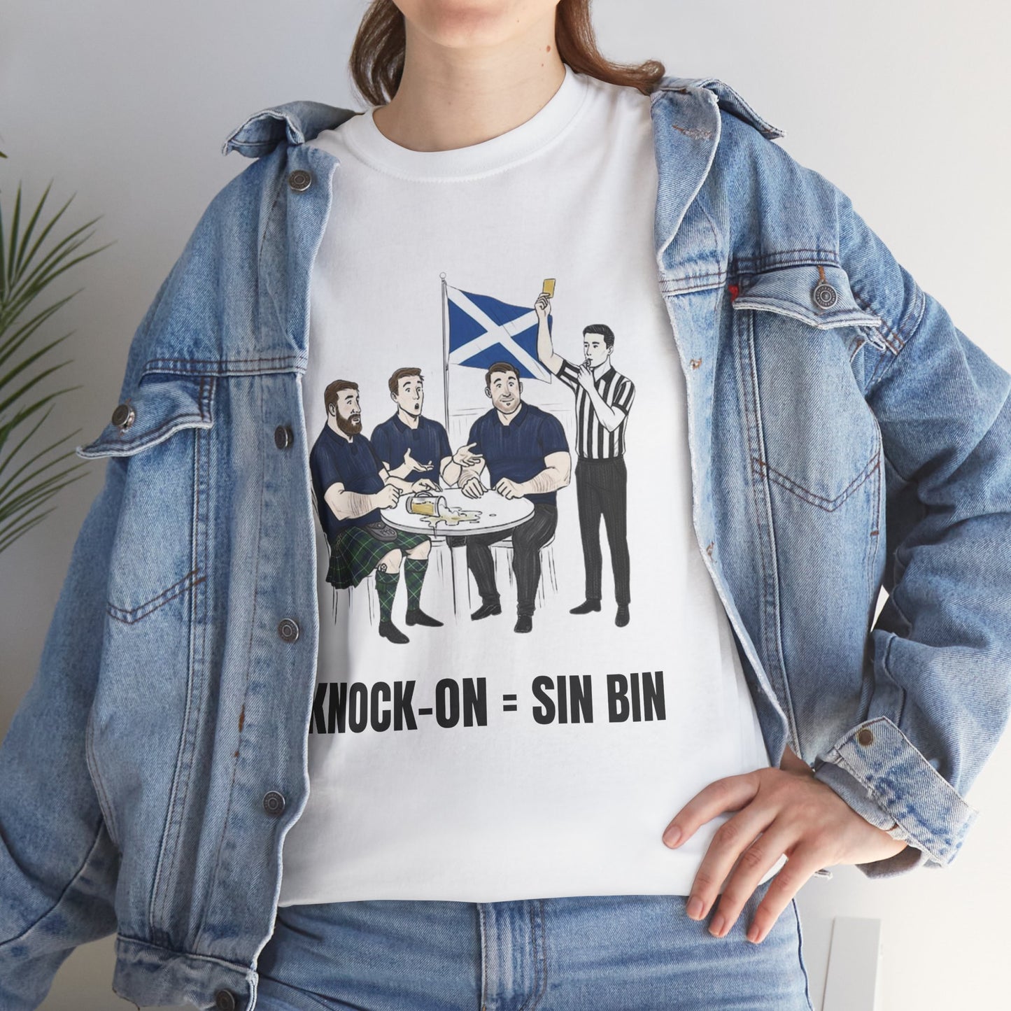 Scottish Rugby & Beer T-Shirt – Yellow Card Pint Spill | Funny Rugby Fans Tee