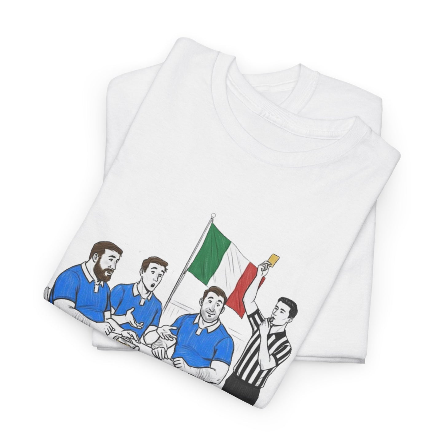 Italian Rugby & Beer T-Shirt – Yellow Card Pint Spill | Funny Rugby Fans Tee