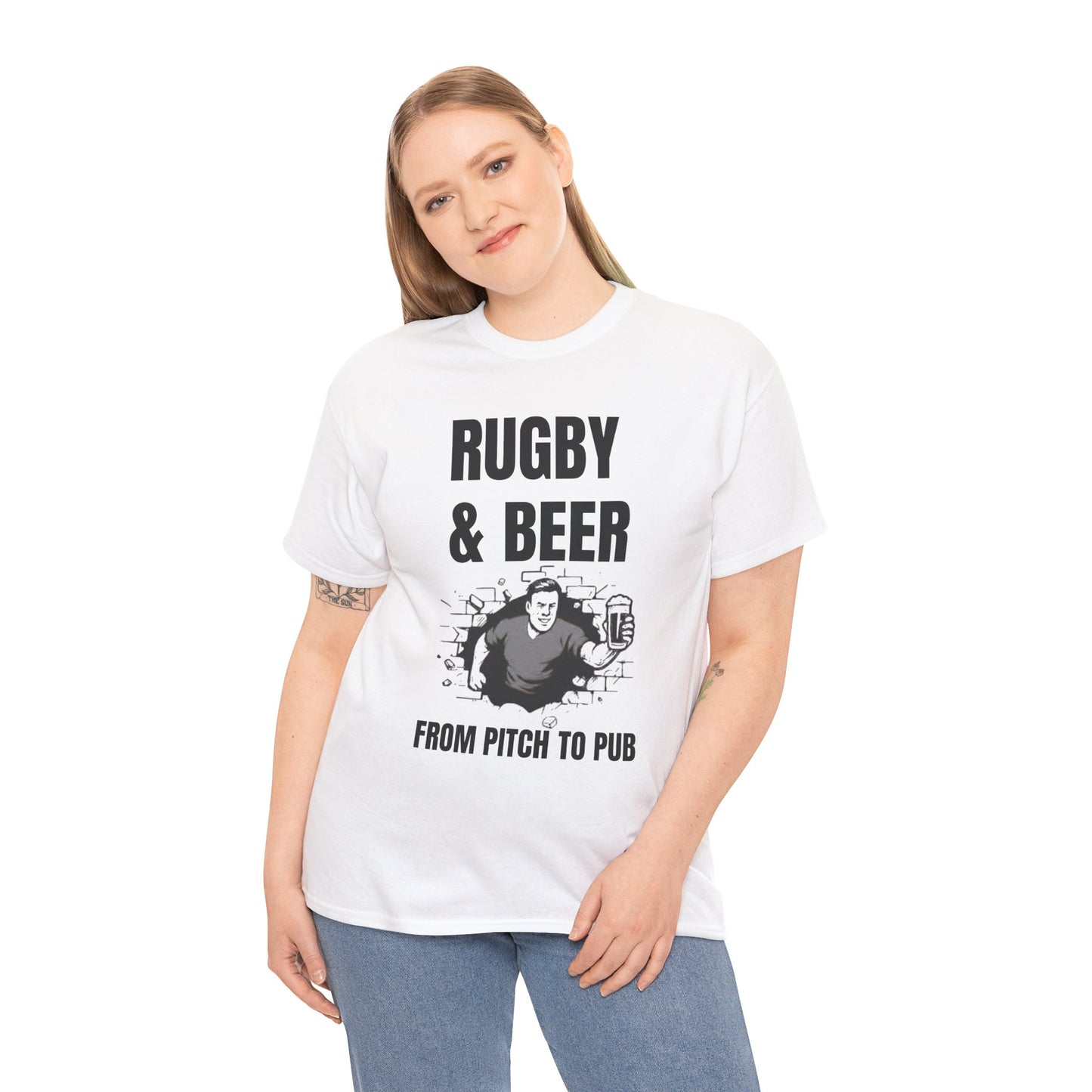Rugby & Beer T-Shirt – From the Pitch to the Pub | English Rugby Fans Tee