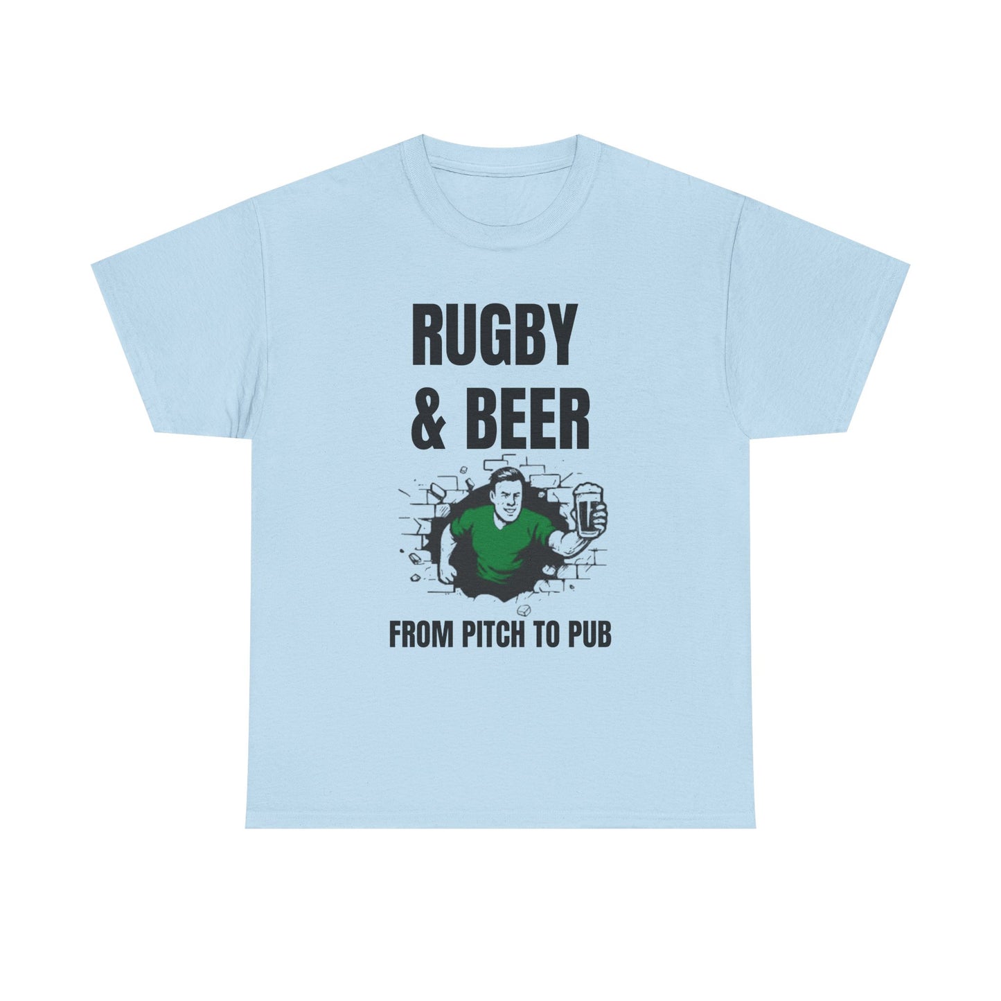Rugby & Beer T-Shirt – From the Pitch to the Pub | Irish Rugby Fans Tee