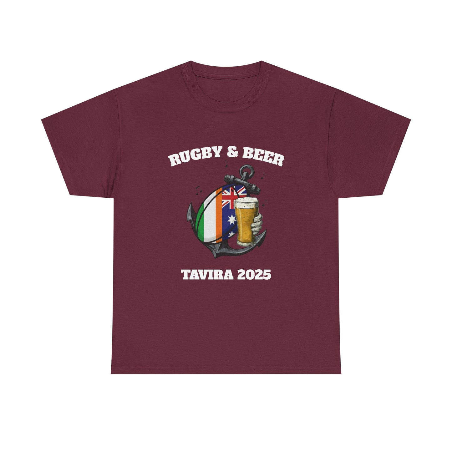 Personalized Rugby & Beer Tee - Your Flag, Your Fun! (Bulk Order Customization Available)
